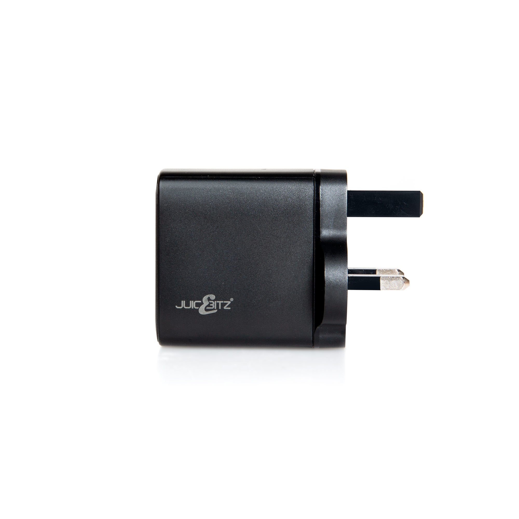 JuicEBrick™ 38W Dual Port QC3.0 USB + PD3.0 USB-C Fast Charger Mains Adapter UK Plug - Black