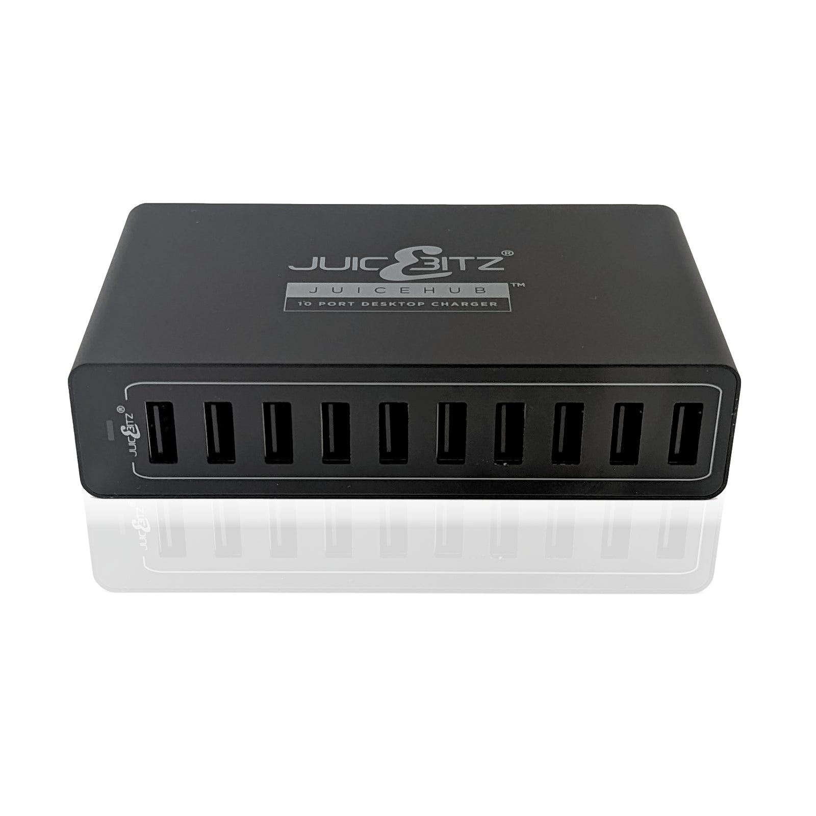 JuicEHub™ 60W 12A 5V Multi 10 Port USB Mini Desktop Charger - Black