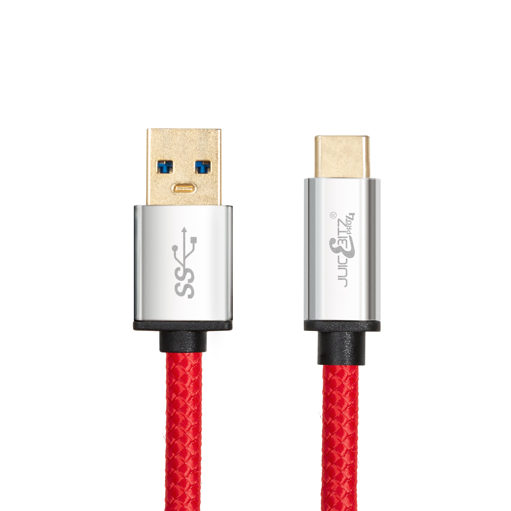 PRO Series Braided USB to USB-C 3A Fast Charger Cable USB 3.0 Data Transfer Lead - Red