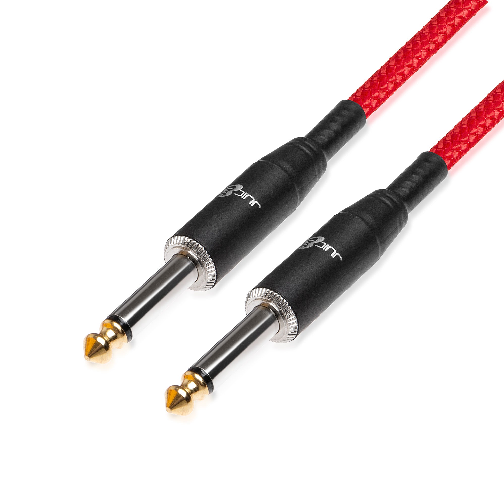 PRO Series Braided Guitar Cable 1/4" Straight Jack to Jack 6.35mm Lead - Red