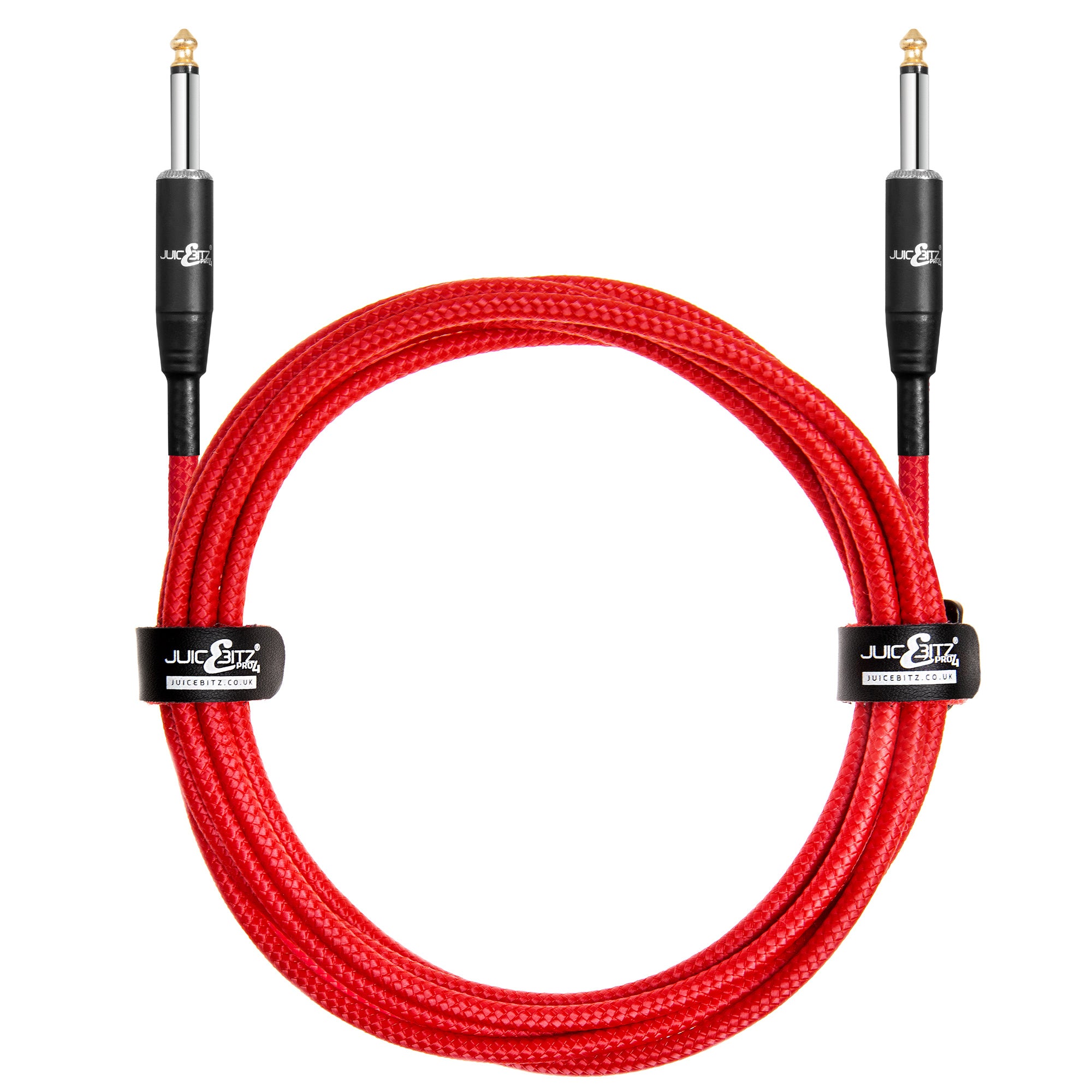 PRO Series Braided Guitar Cable 1/4" Straight Jack to Jack 6.35mm Lead - Red