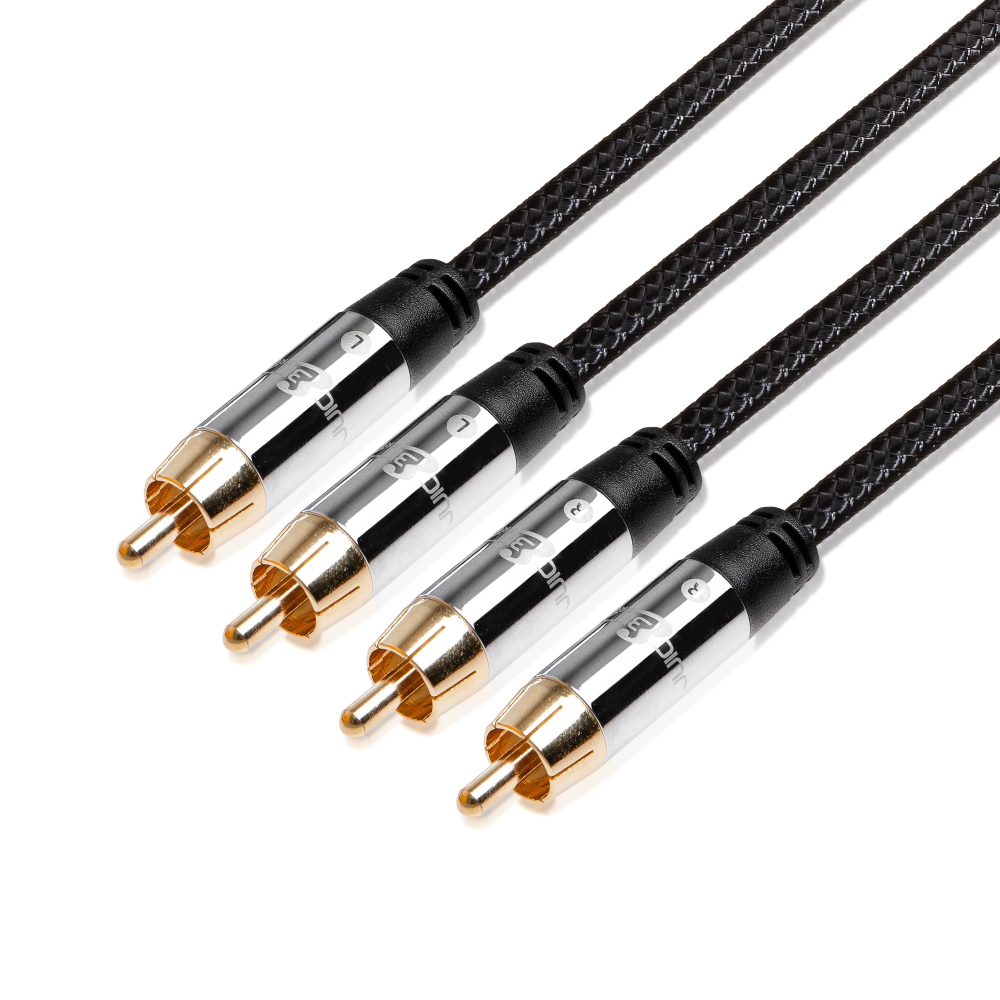 PRO Series Braided RCA Male to Male Phono Stereo Audio Component Cable - Pair