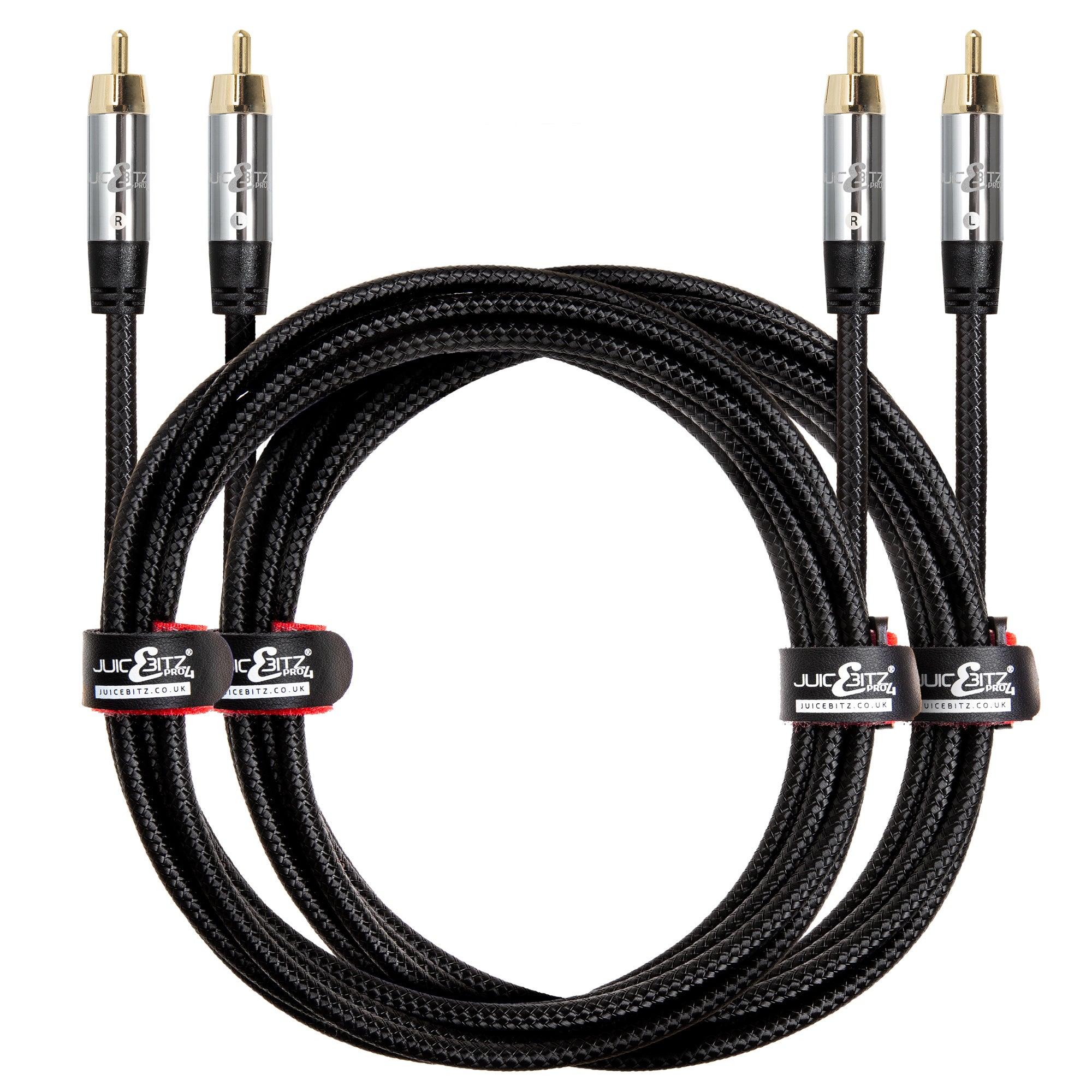 PRO Series Braided RCA Male to Male Phono Stereo Audio Component Cable - Pair