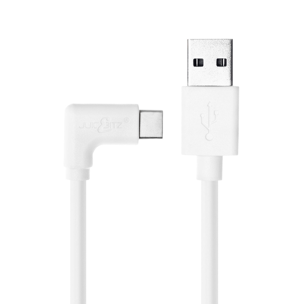 USB 2.0 Male to Angled USB-C 3A Fast Charger Data Cable - White