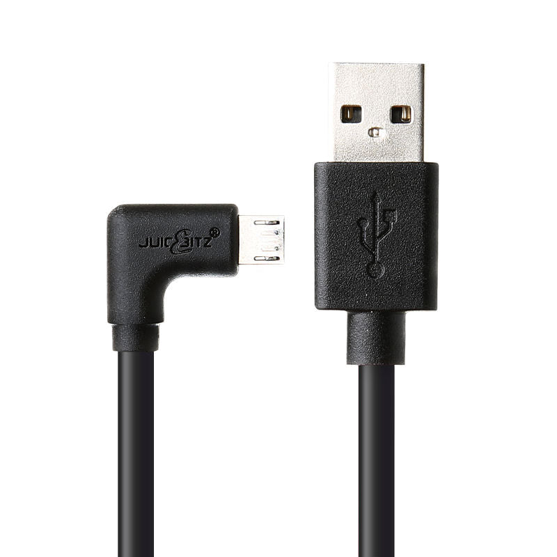 USB 2.0 Male to Angled Micro-USB Fast Charger Data Cable - Black