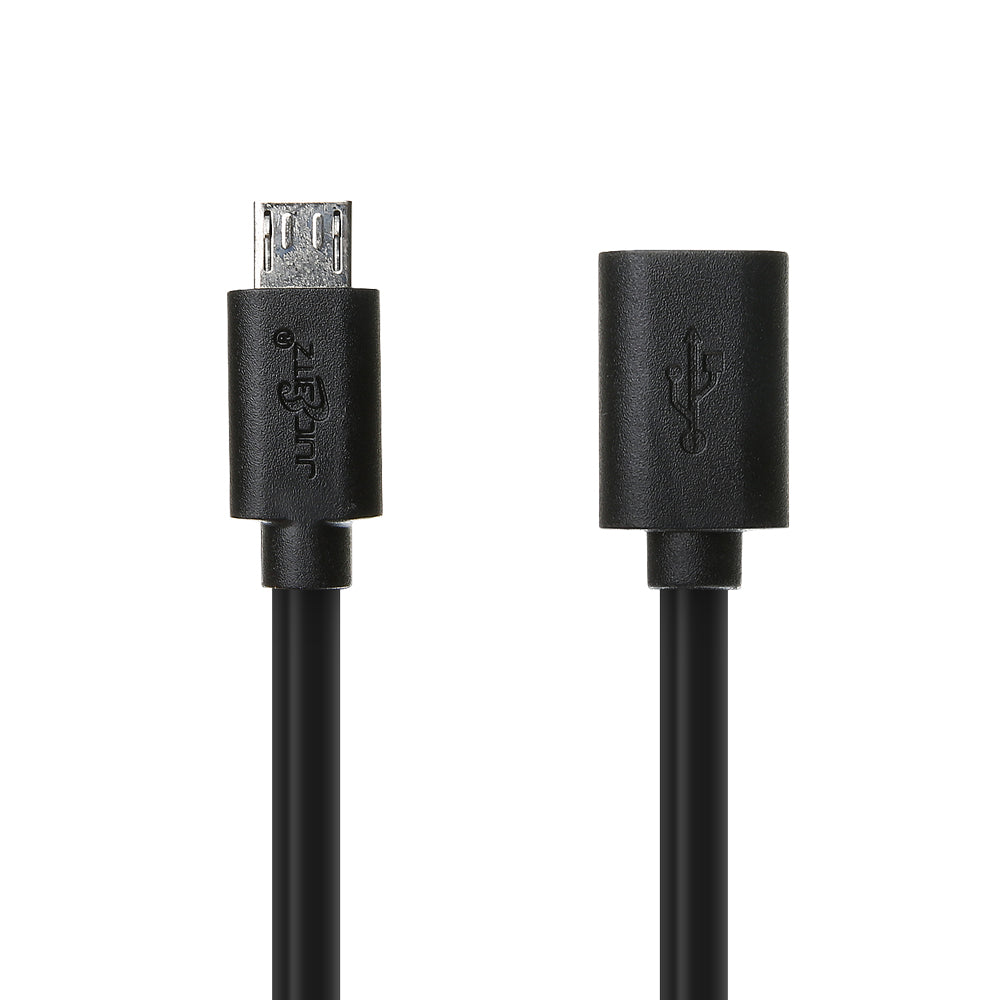 Micro USB2.0 Female Extension to Male Micro-B Cable - Black