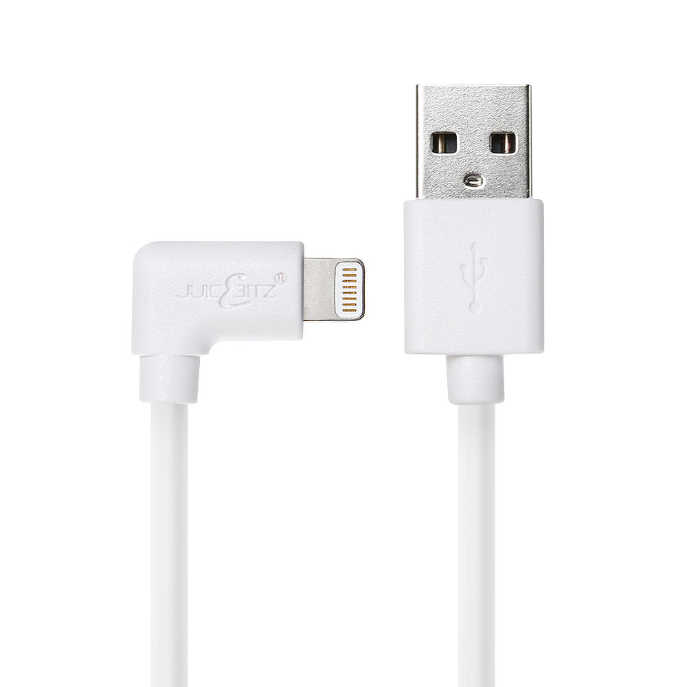 Apple MFi Certified Angled Lightning Cable for iPhone, iPad, iPod - White