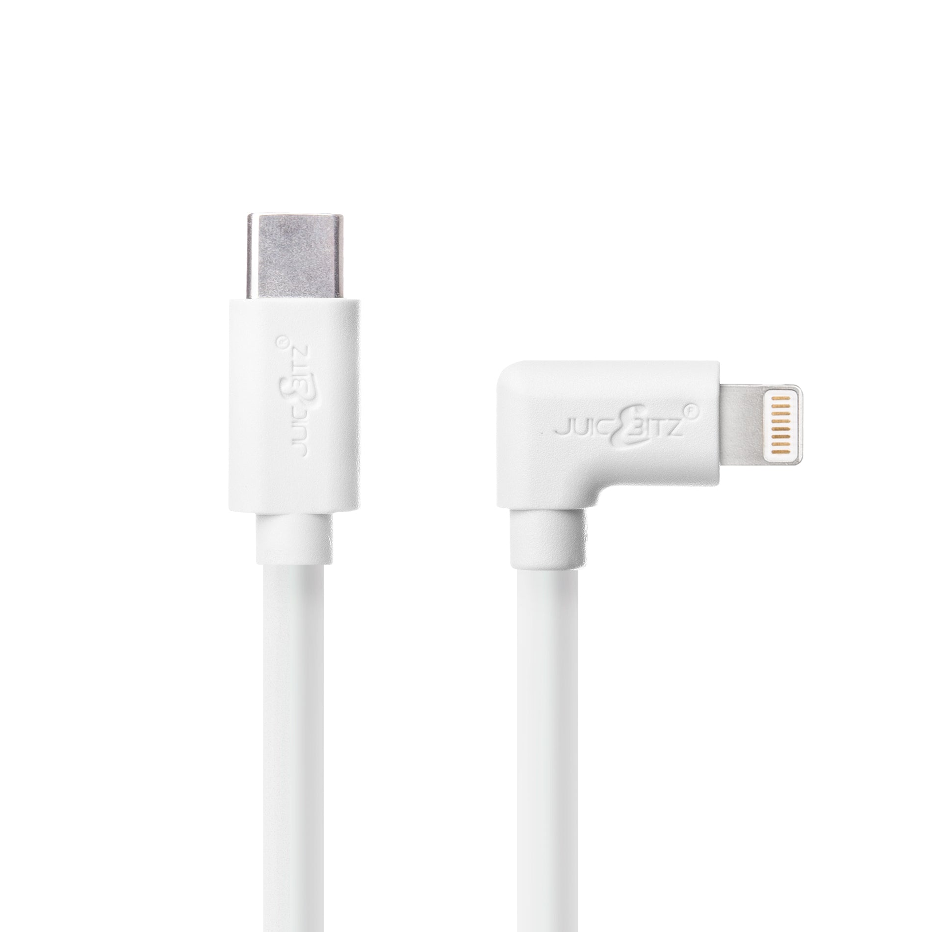 USB-C Angled 3A Fast Charger Cable for iPhone 14 13 12 11 XR XS SE X 8 - White