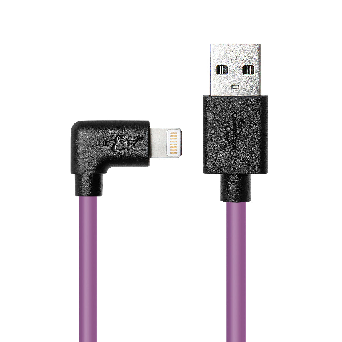 Heavy Duty Angled USB Charger Cable Data Sync Lead for iPhone, iPad, iPod - Purple
