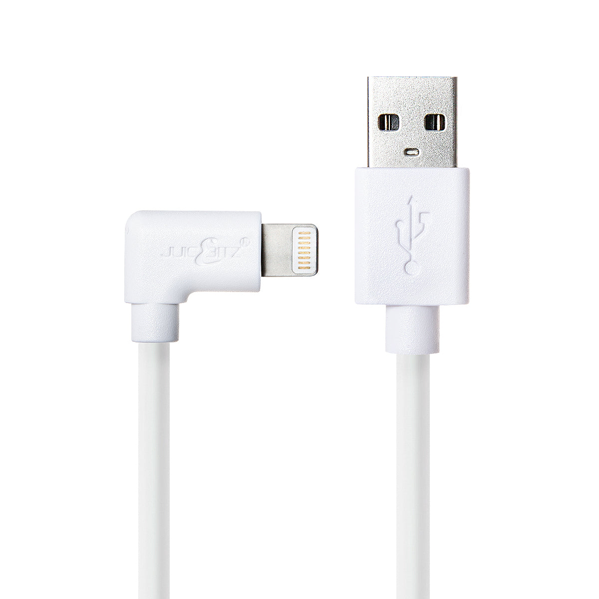 Heavy Duty Angled USB Charger Cable Data Sync Lead for iPhone, iPad, iPod - White