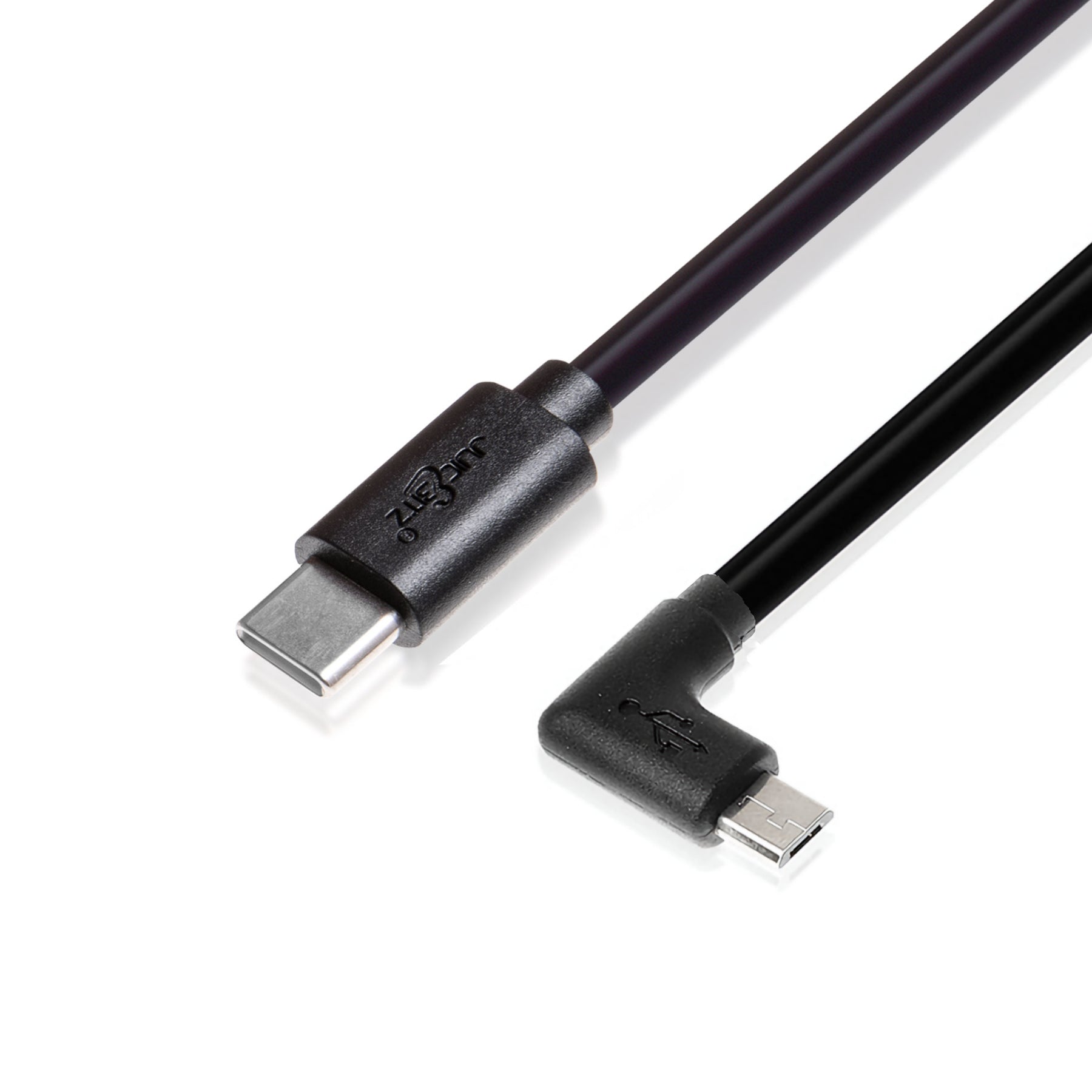 USB-C to Micro-USB 2.0 Angled Fast Charger Data Cable - Black