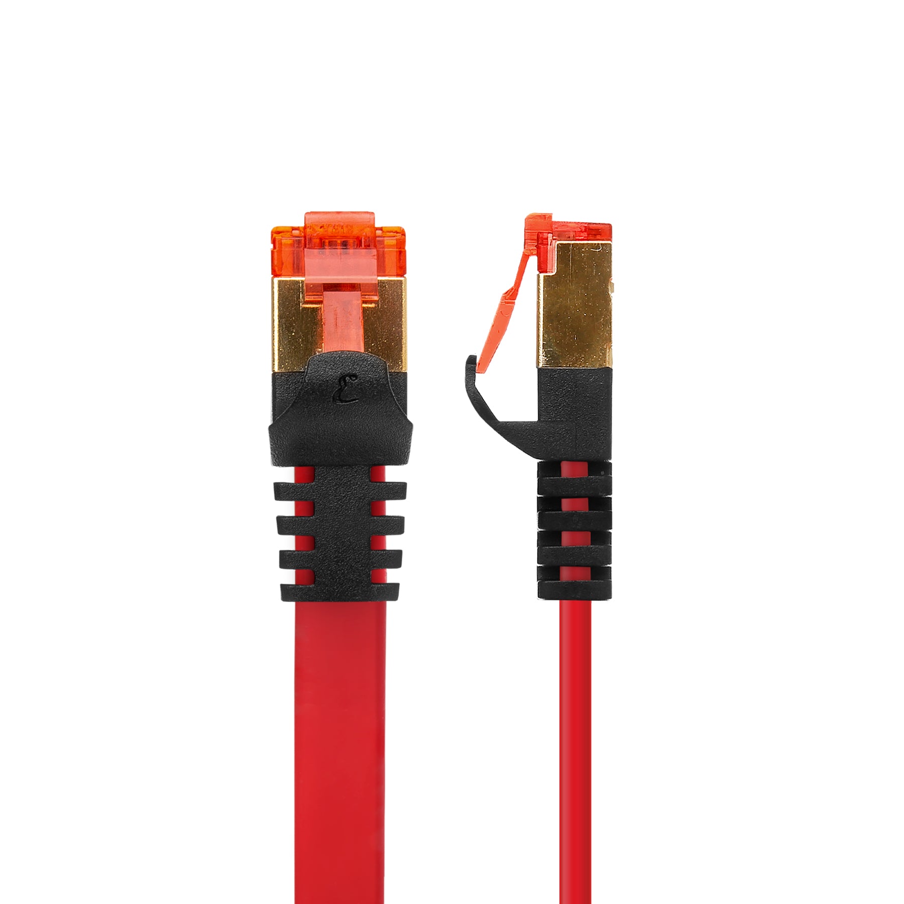 CAT7 Flat Shielded Gigabit Ethernet RJ45 LAN SFTP Patch Cable LSZH - Red