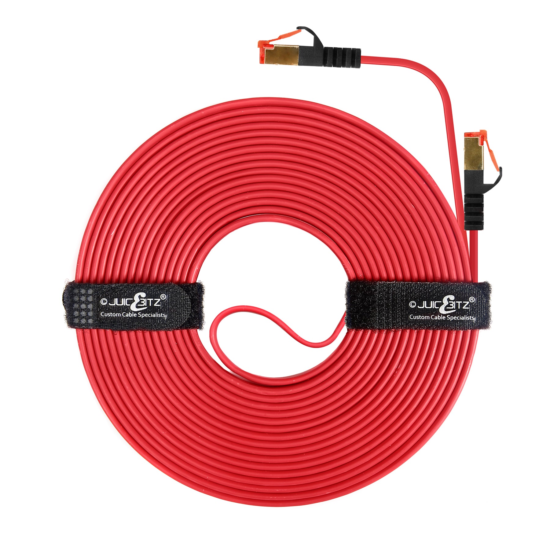 CAT7 Flat Shielded Gigabit Ethernet RJ45 LAN SFTP Patch Cable LSZH - Red