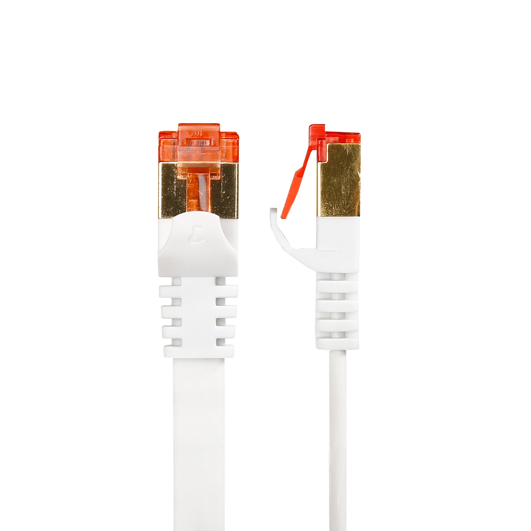 CAT7 Flat Shielded Gigabit Ethernet RJ45 LAN SFTP Patch Cable LSZH - White