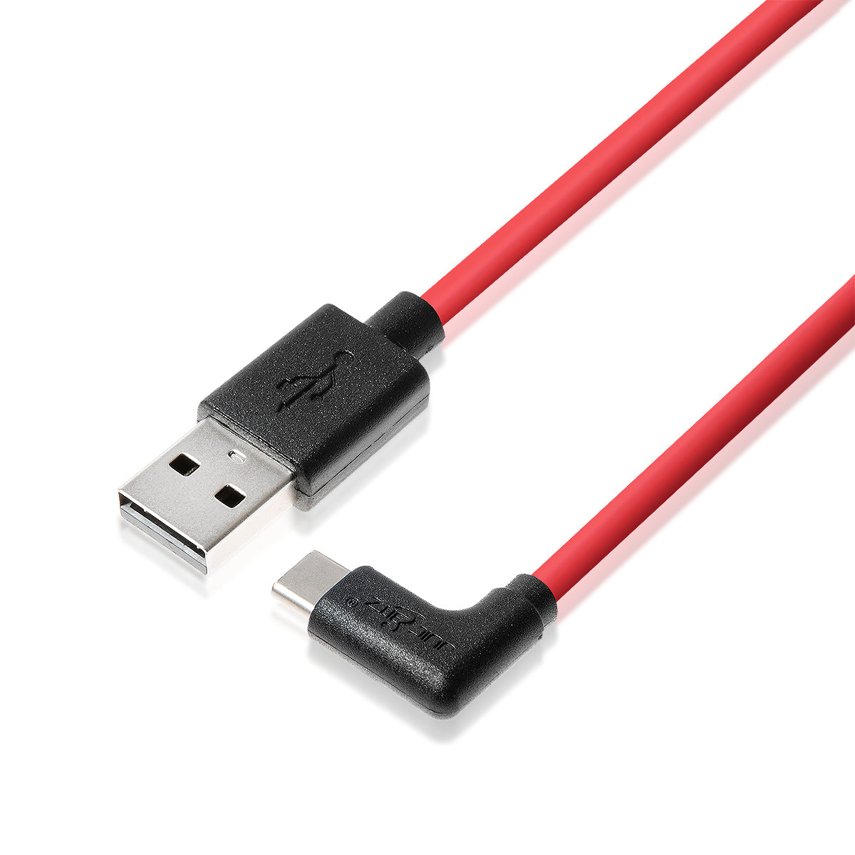 USB 2.0 Male to Angled USB-C 3A Fast Charger Data Cable - Red
