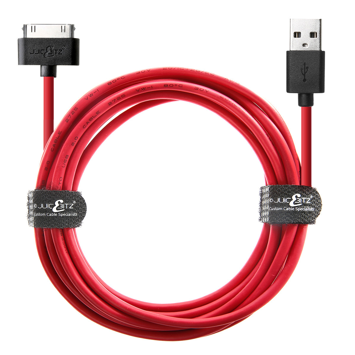 Apple 30 Pin USB Charger Cable Sync Lead for iPhone, iPad, iPod - Red