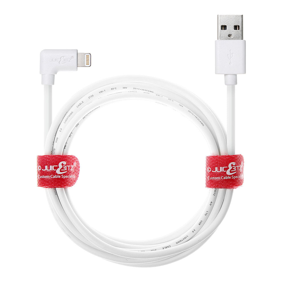 Apple MFi Certified Angled Lightning Cable for iPhone, iPad, iPod - White