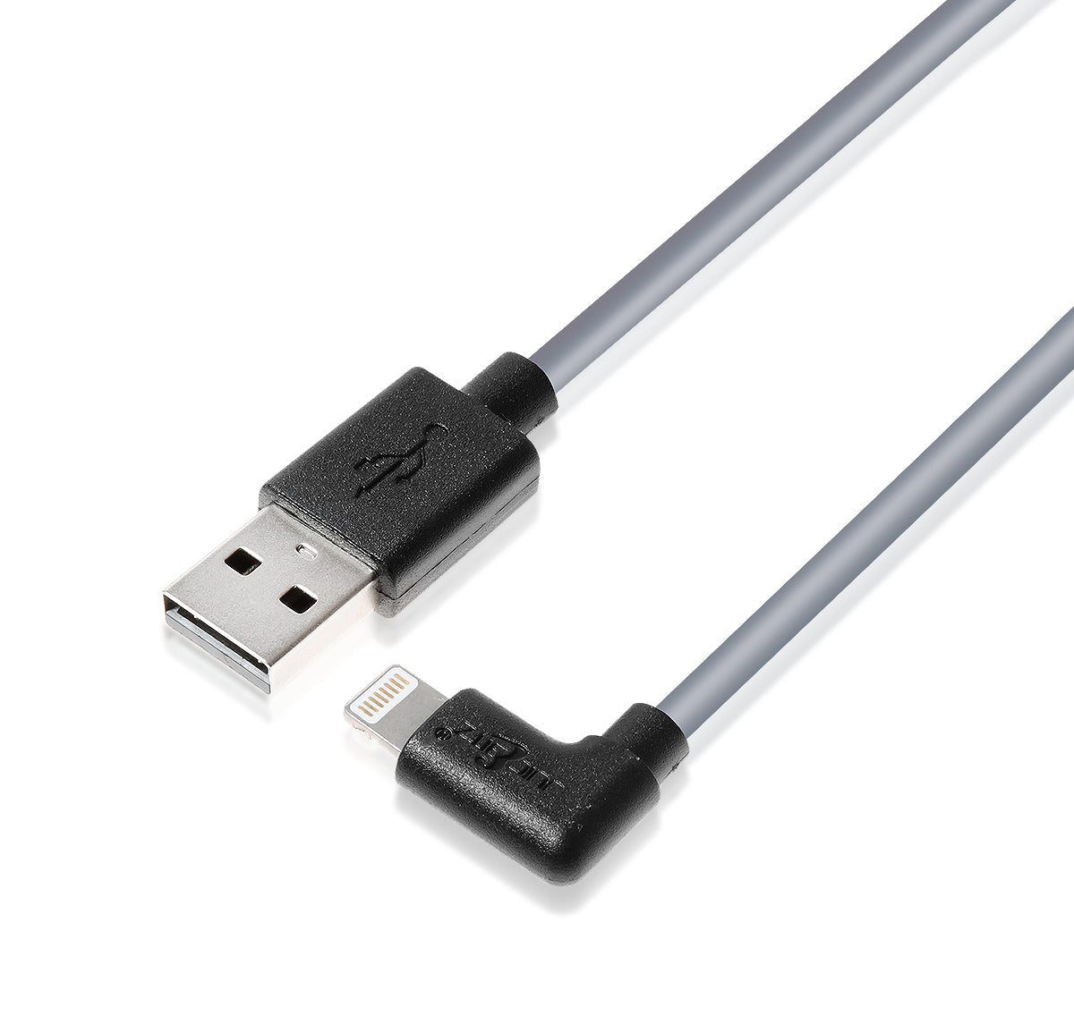 Heavy Duty Angled USB Charger Cable Data Sync Lead for iPhone, iPad, iPod - Grey