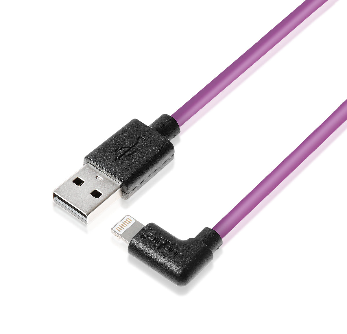 Heavy Duty Angled USB Charger Cable Data Sync Lead for iPhone, iPad, iPod - Purple