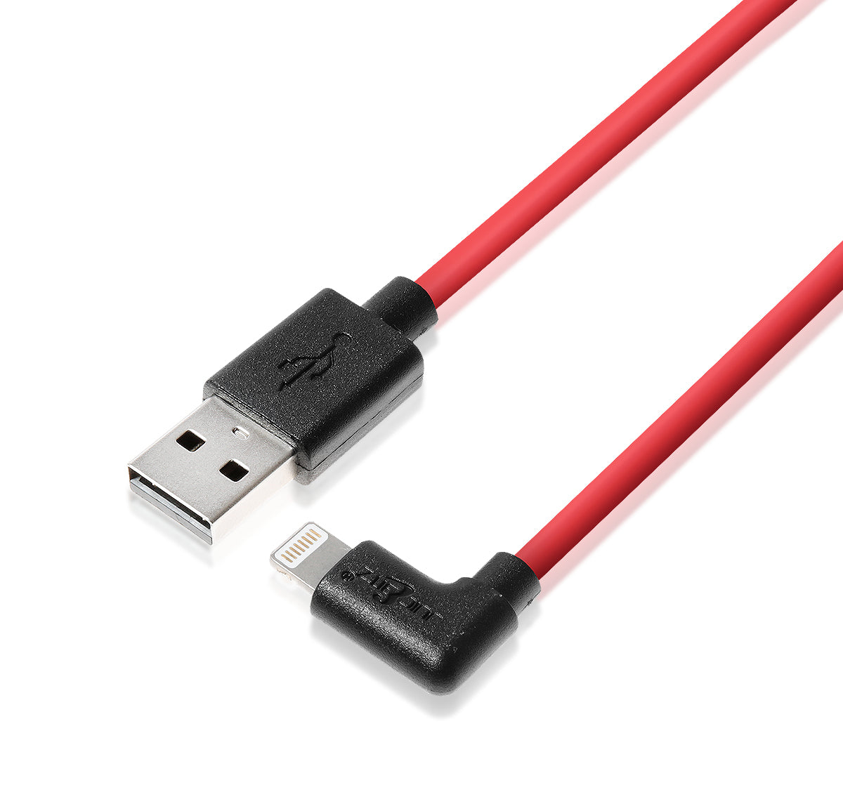 Heavy Duty Angled USB Charger Cable Data Sync Lead for iPhone, iPad, iPod - Red