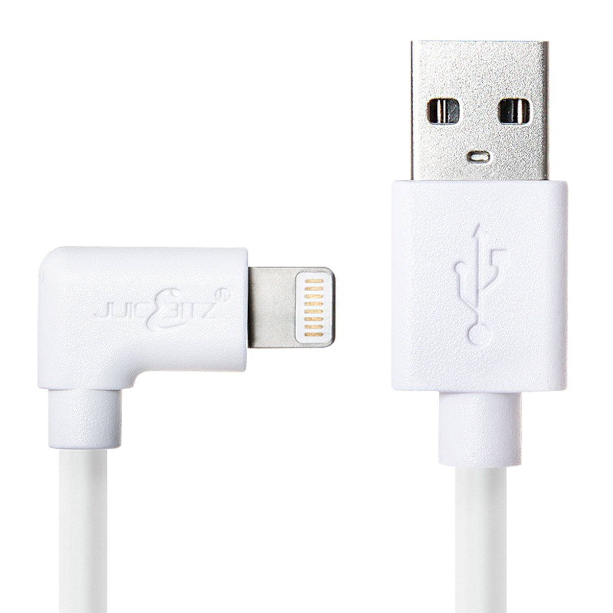 Heavy Duty Angled USB Charger Cable Data Sync Lead for iPhone, iPad, iPod - White