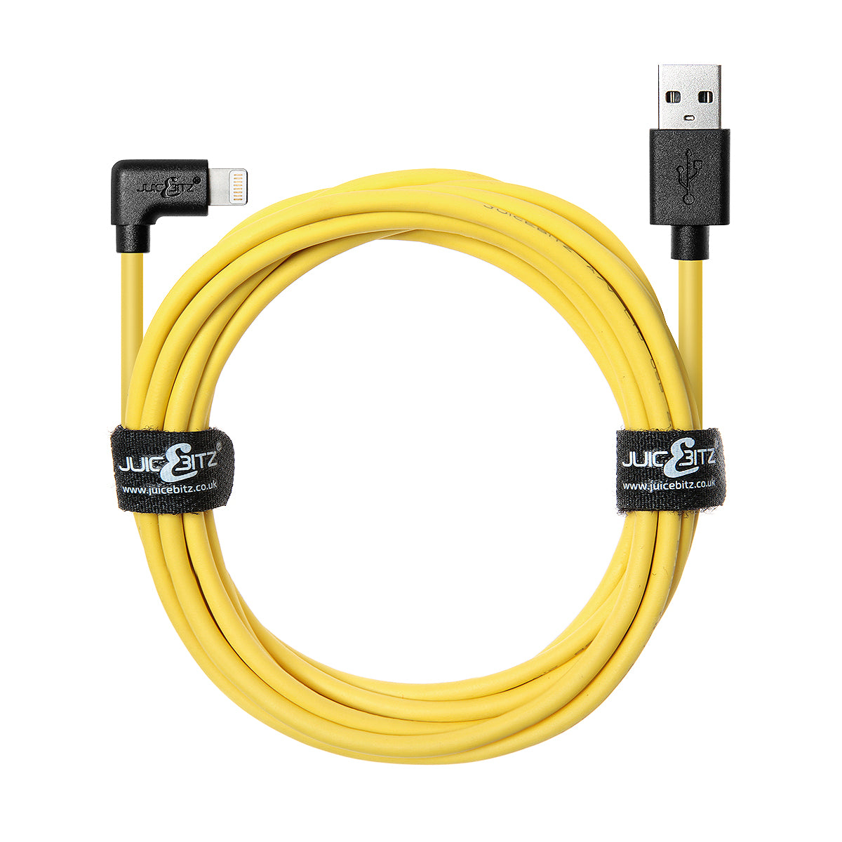 Heavy Duty Angled USB Charger Cable Data Sync Lead for iPhone, iPad, iPod - Yellow