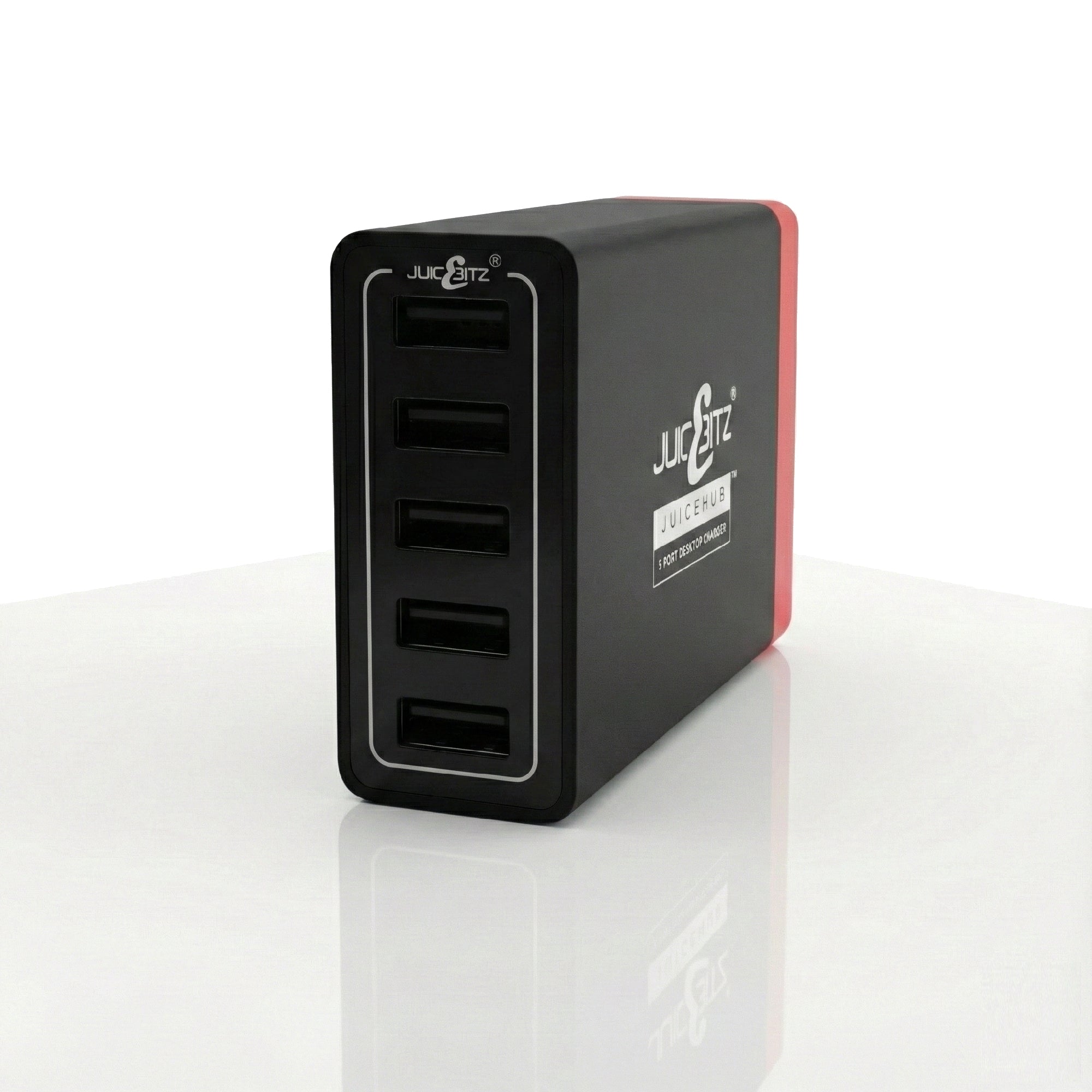 JuicEHub™ 40W 8A 5V Multi 5 Port USB Mini Desktop Charger - Black