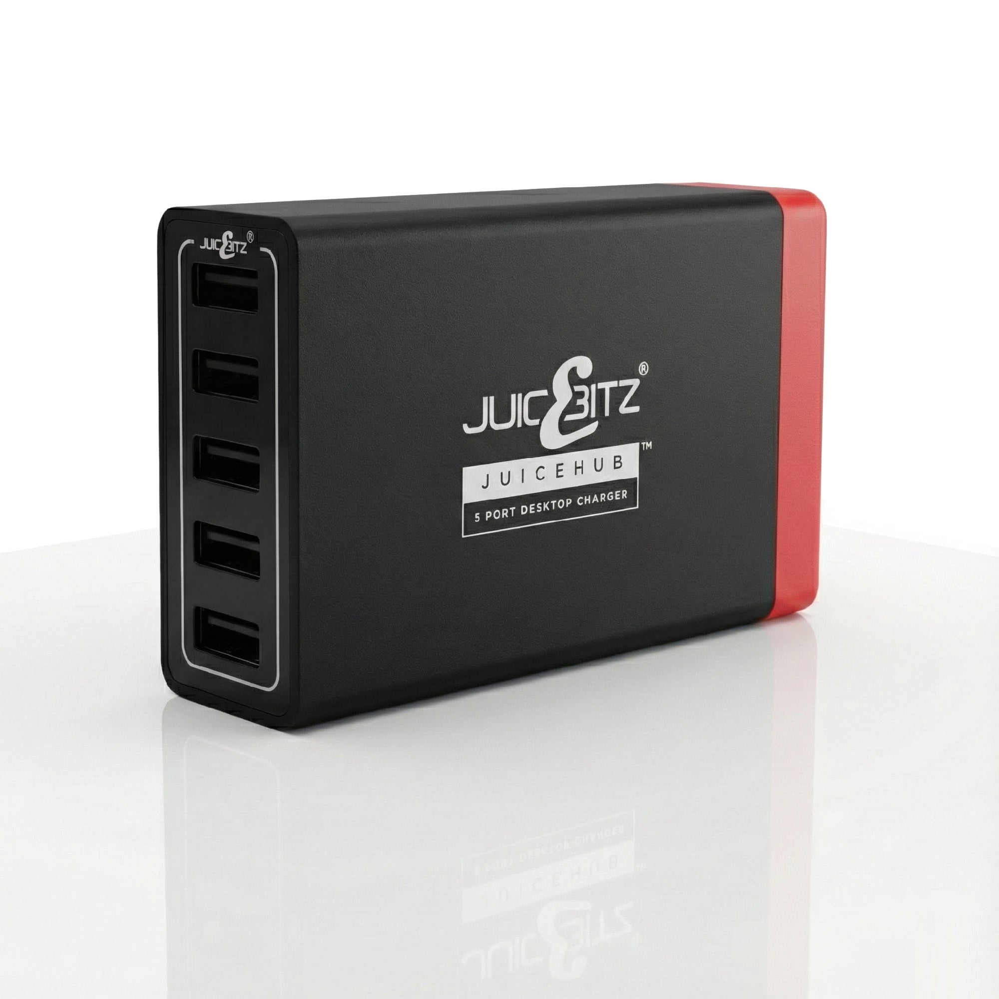 JuicEHub™ 40W 8A 5V Multi 5 Port USB Mini Desktop Charger - Black