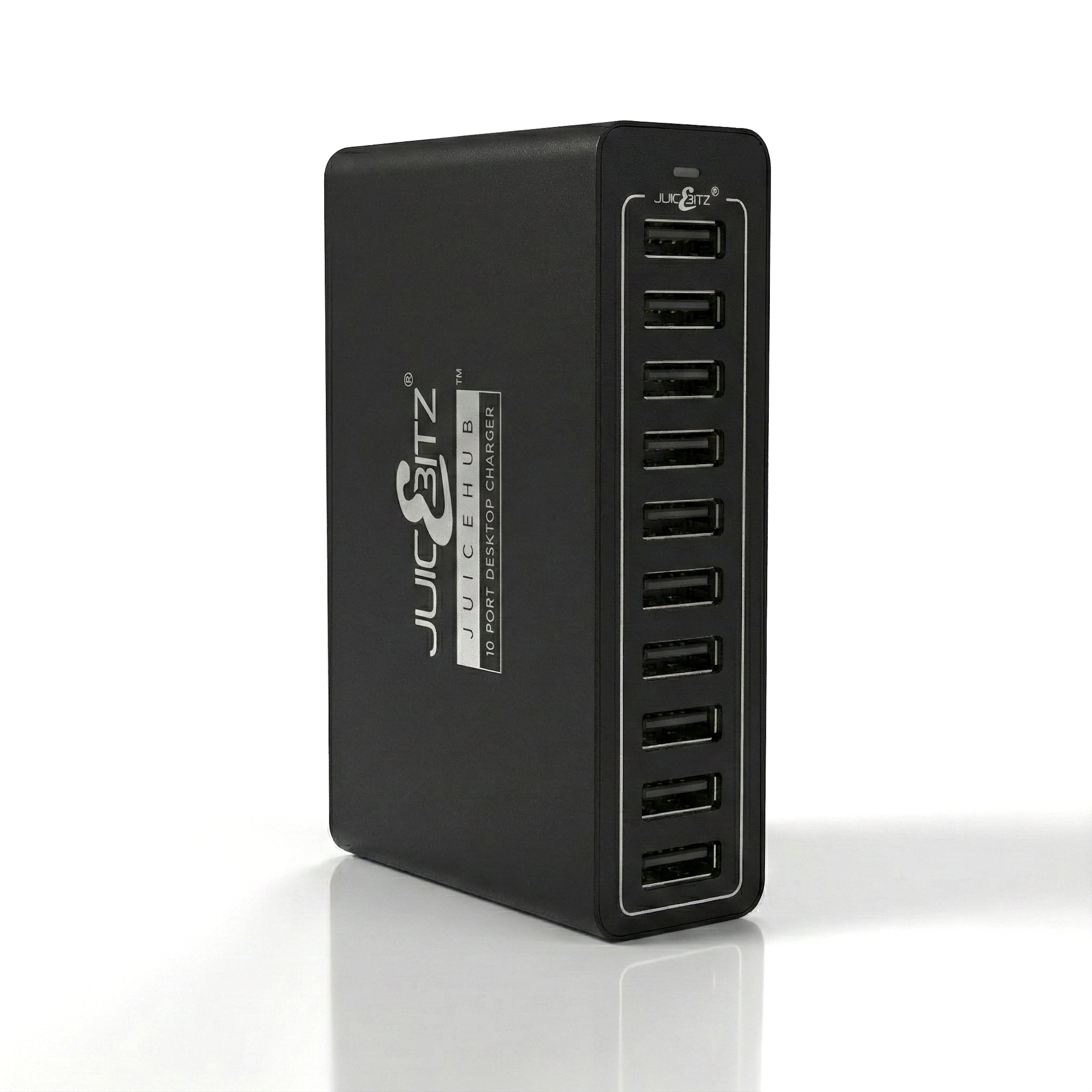 JuicEHub™ 60W 12A 5V Multi 10 Port USB Mini Desktop Charger - Black