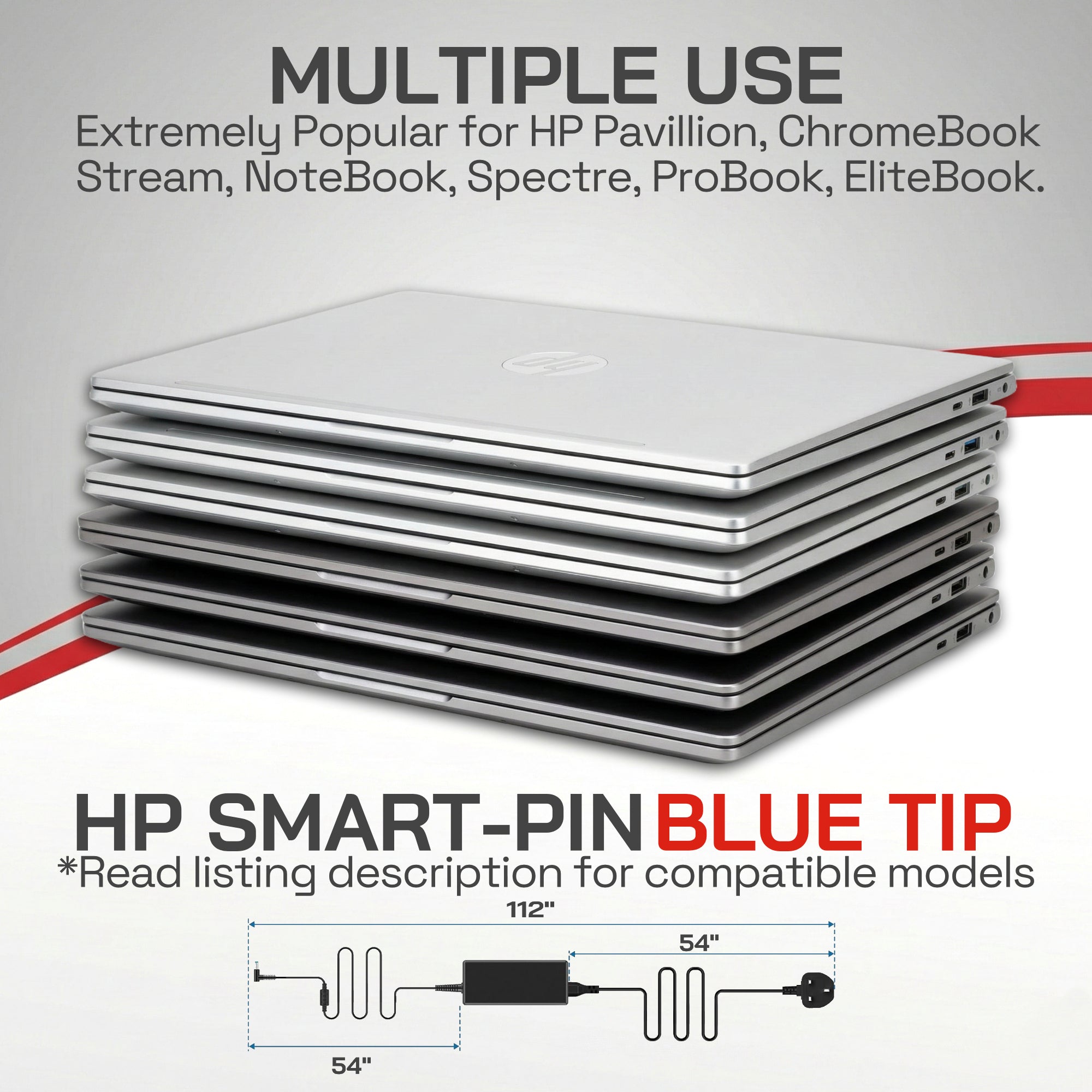 65W HP Laptop Charger - Round Tip 4.5mm x 3.0mm