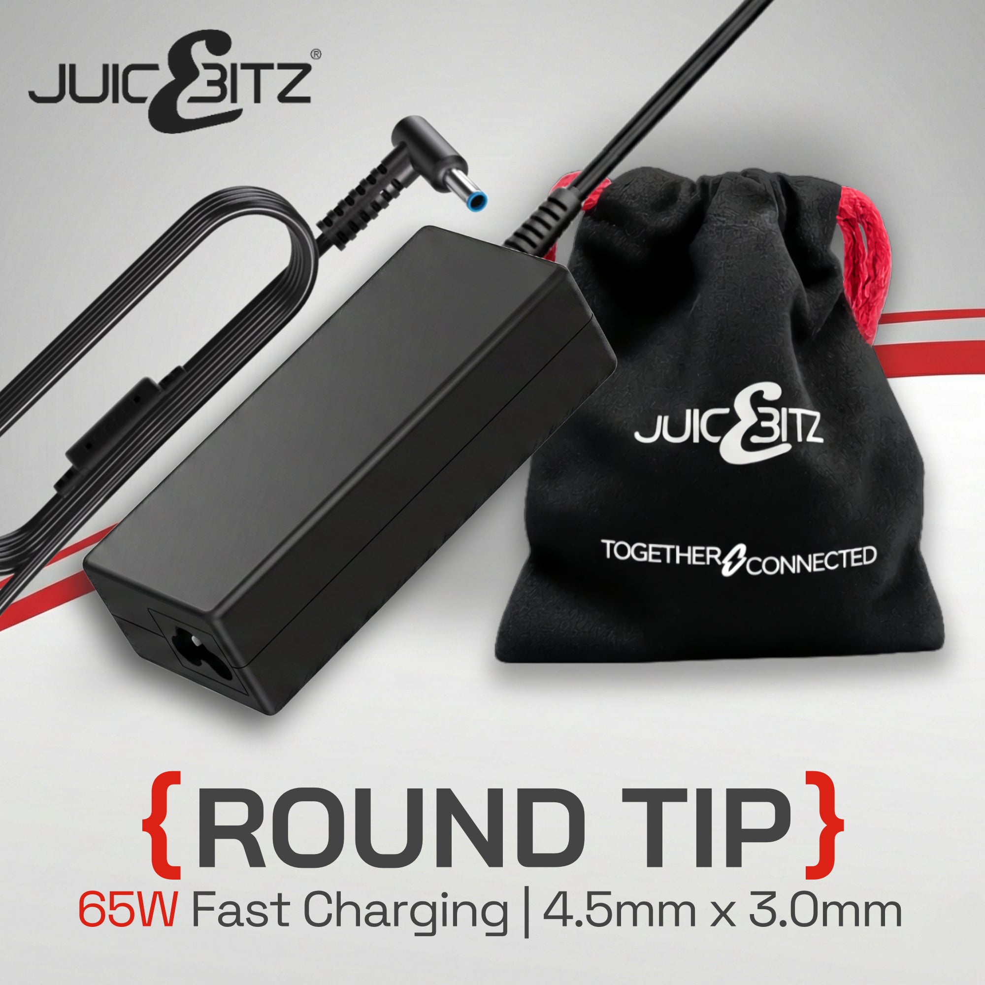 65W HP Laptop Charger - Round Tip 4.5mm x 3.0mm
