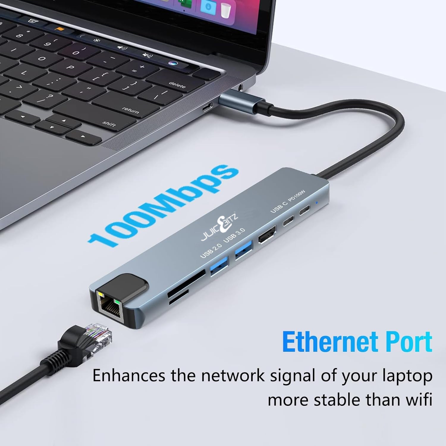 4K USB-C Adapter 8 in 1 HDMI Female USB3.0 USB-C Card Reader PD Output