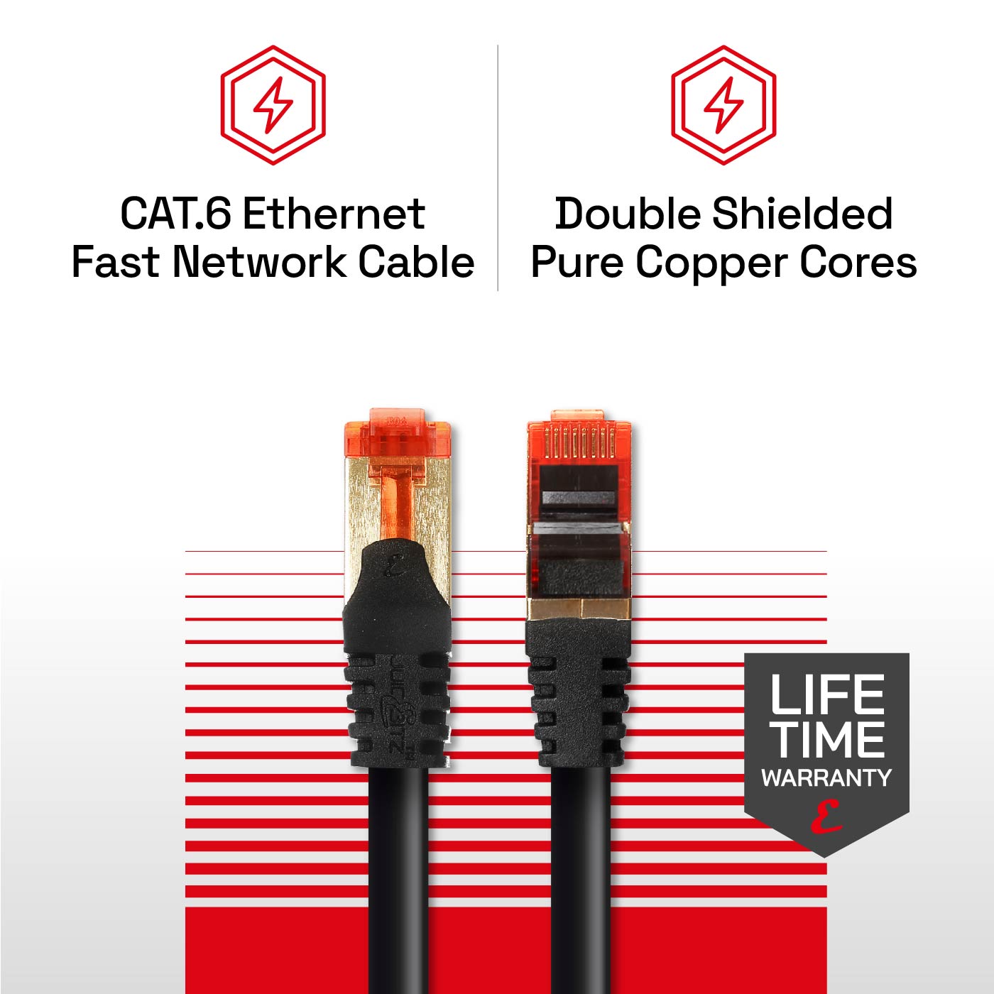 CAT6 Shielded RJ45 Ethernet LAN SFTP Patch Cable LSZH - Black