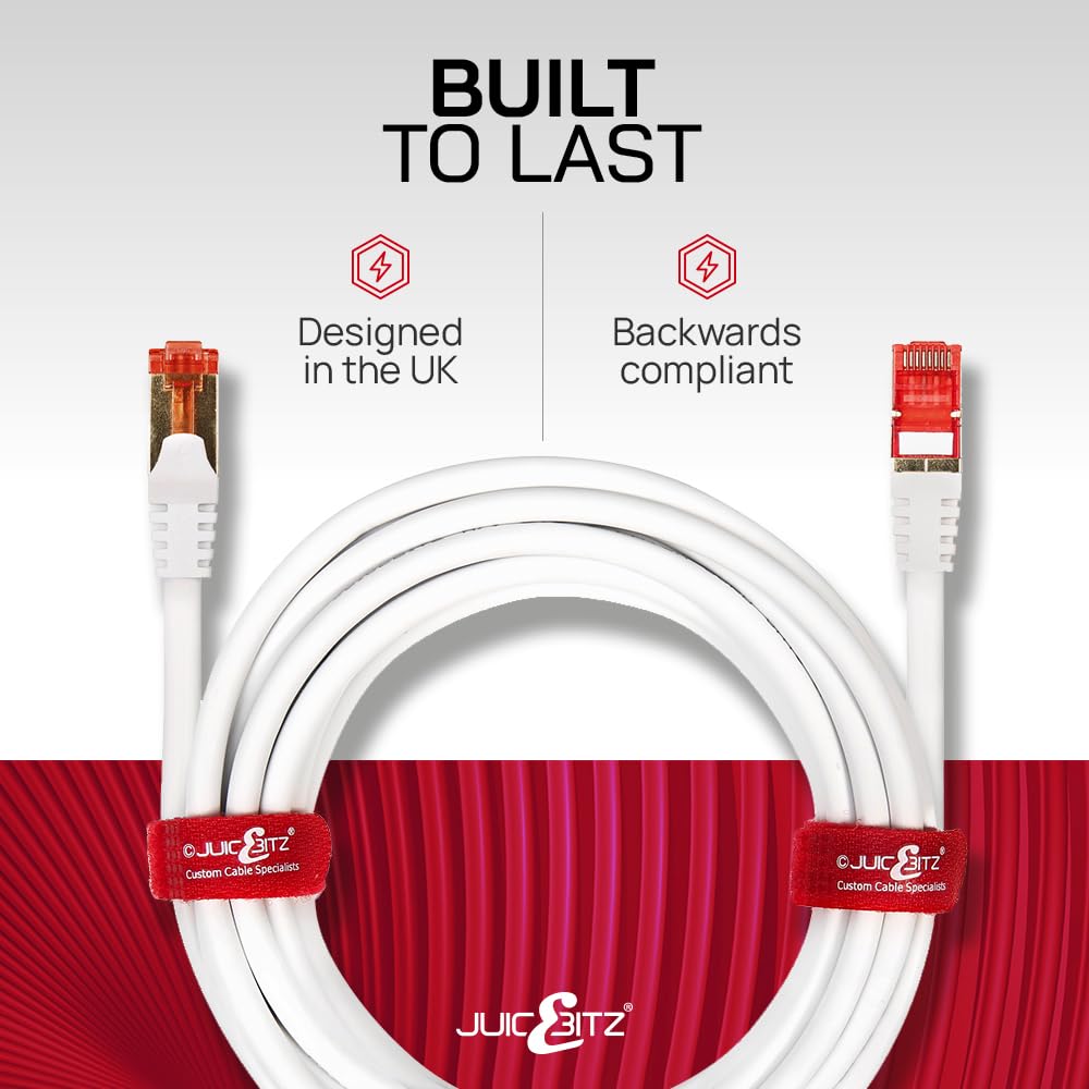 CAT6 Shielded RJ45 Network LAN SFTP Patch Cable LSZH - White