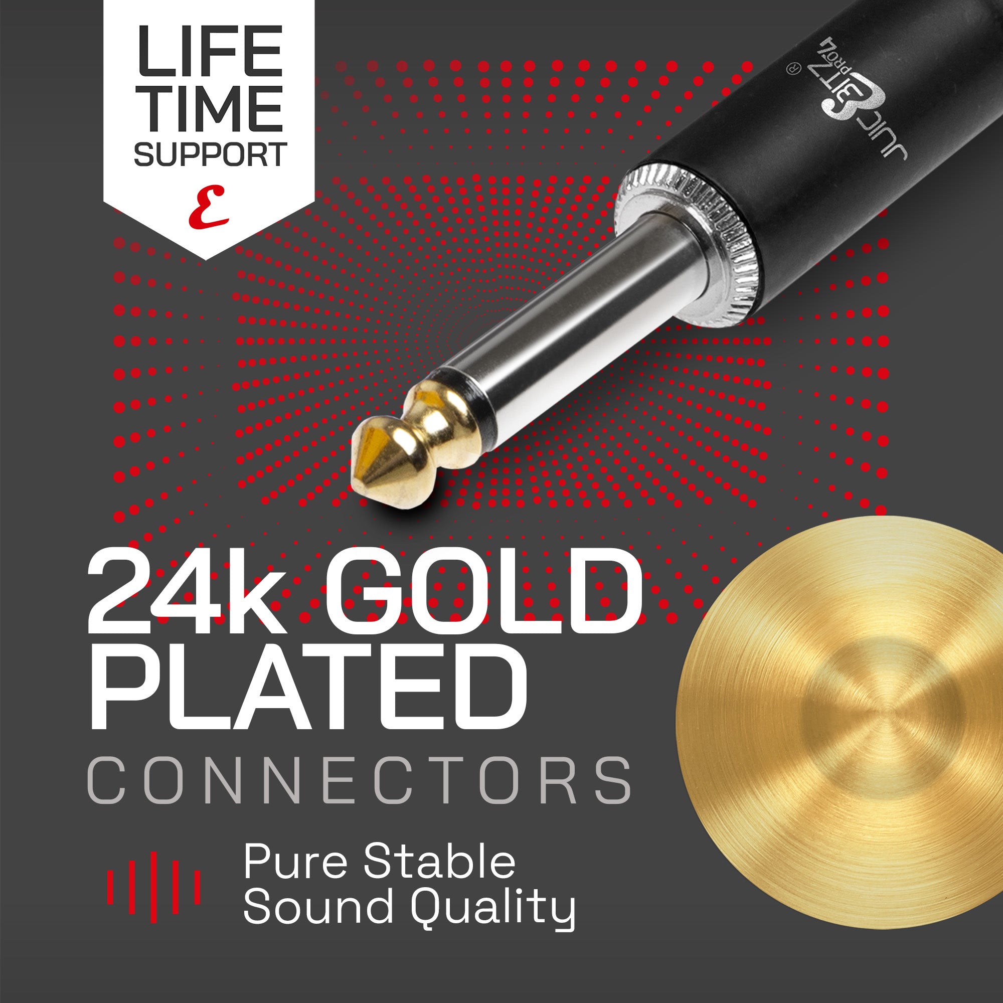 PRO Series Braided Guitar Cable 1/4" Straight Jack to Jack 6.35mm Lead - Black