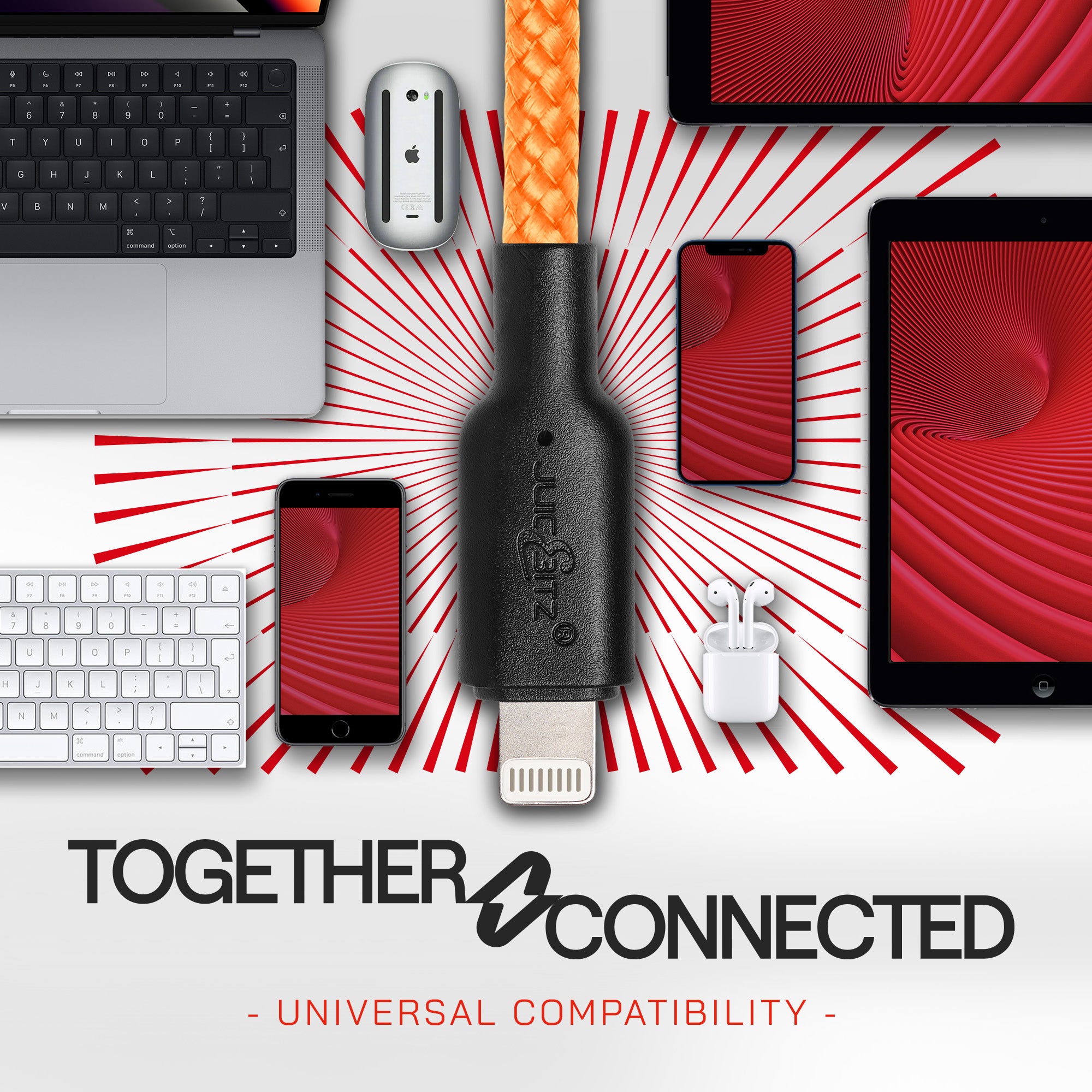 Braided Heavy Duty USB-C Fast Charger Data Sync Cable for iPhone, iPad, iPod - Orange