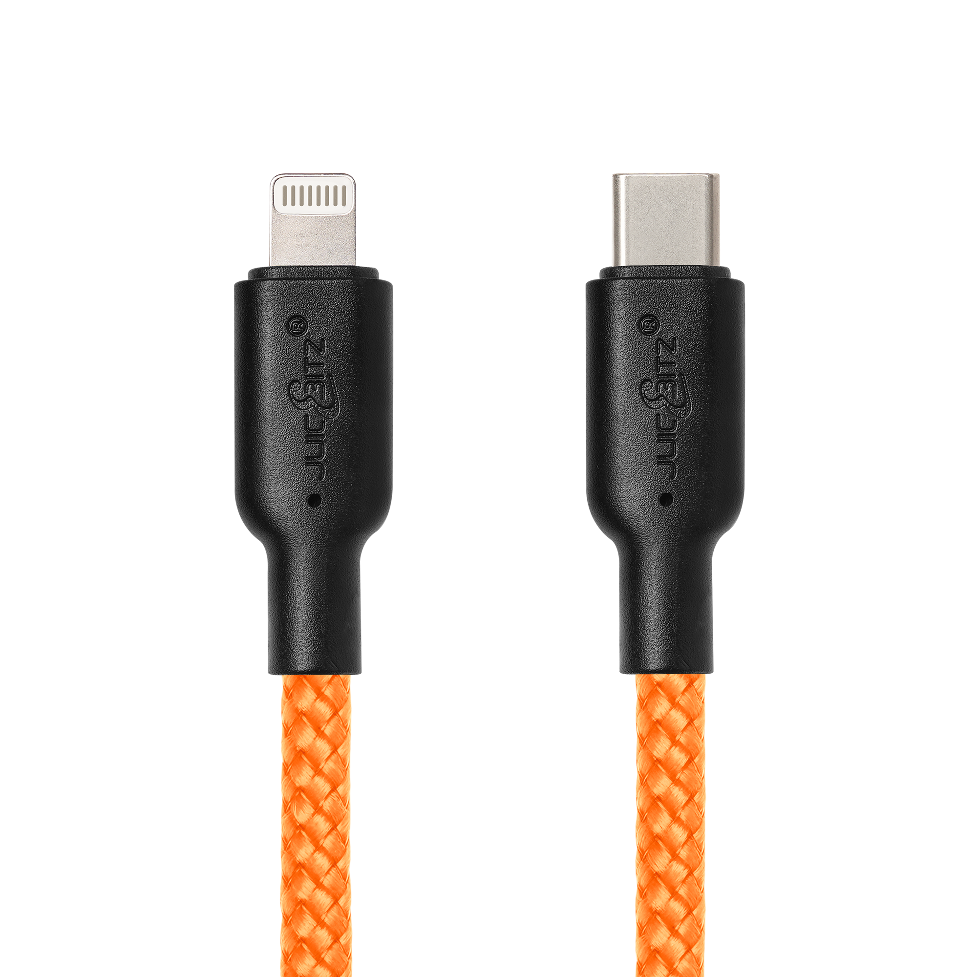 Braided Heavy Duty USB-C Fast Charger Data Sync Cable for iPhone, iPad, iPod - Orange