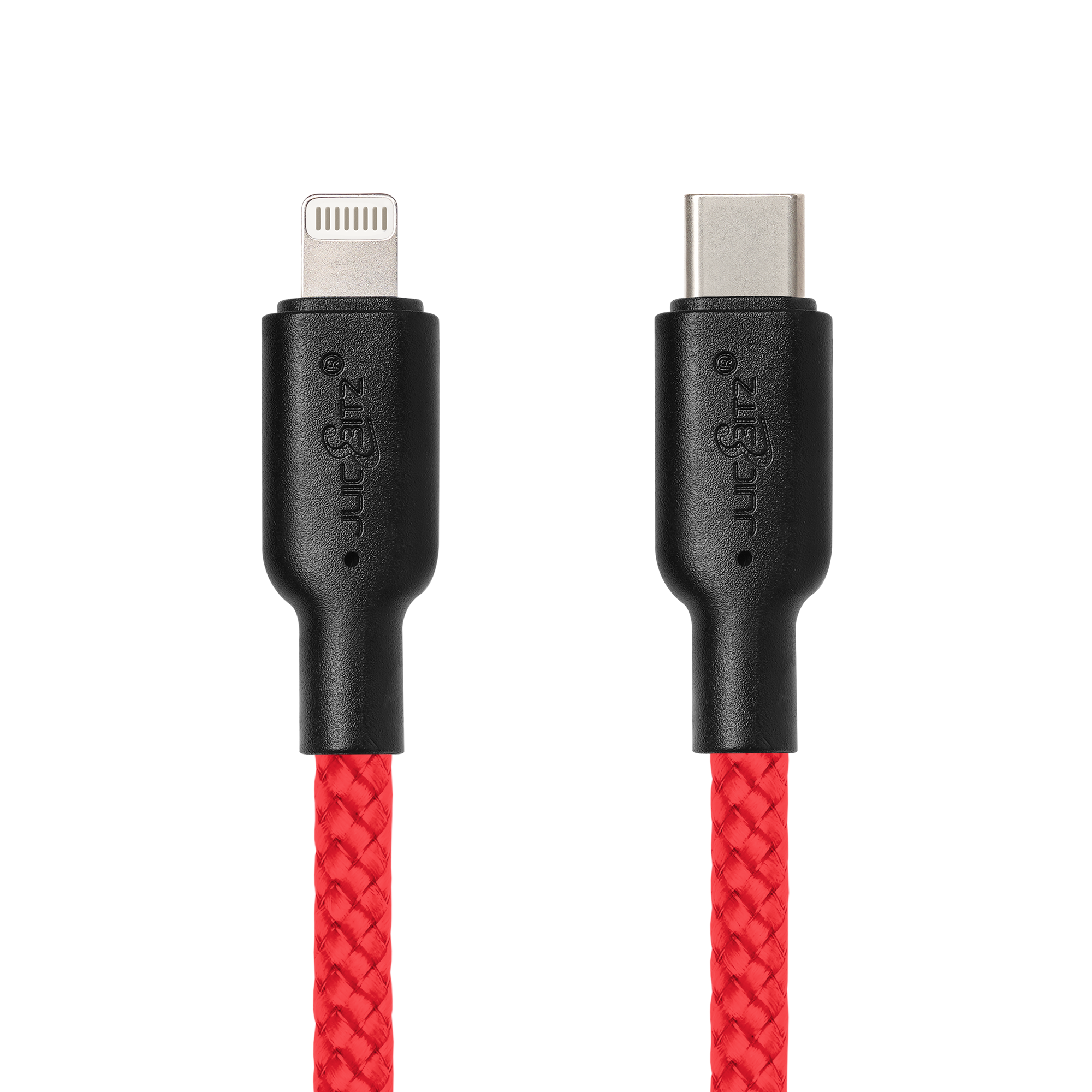Braided Heavy Duty USB-C Fast Charger Data Sync Cable for iPhone, iPad, iPod - Red