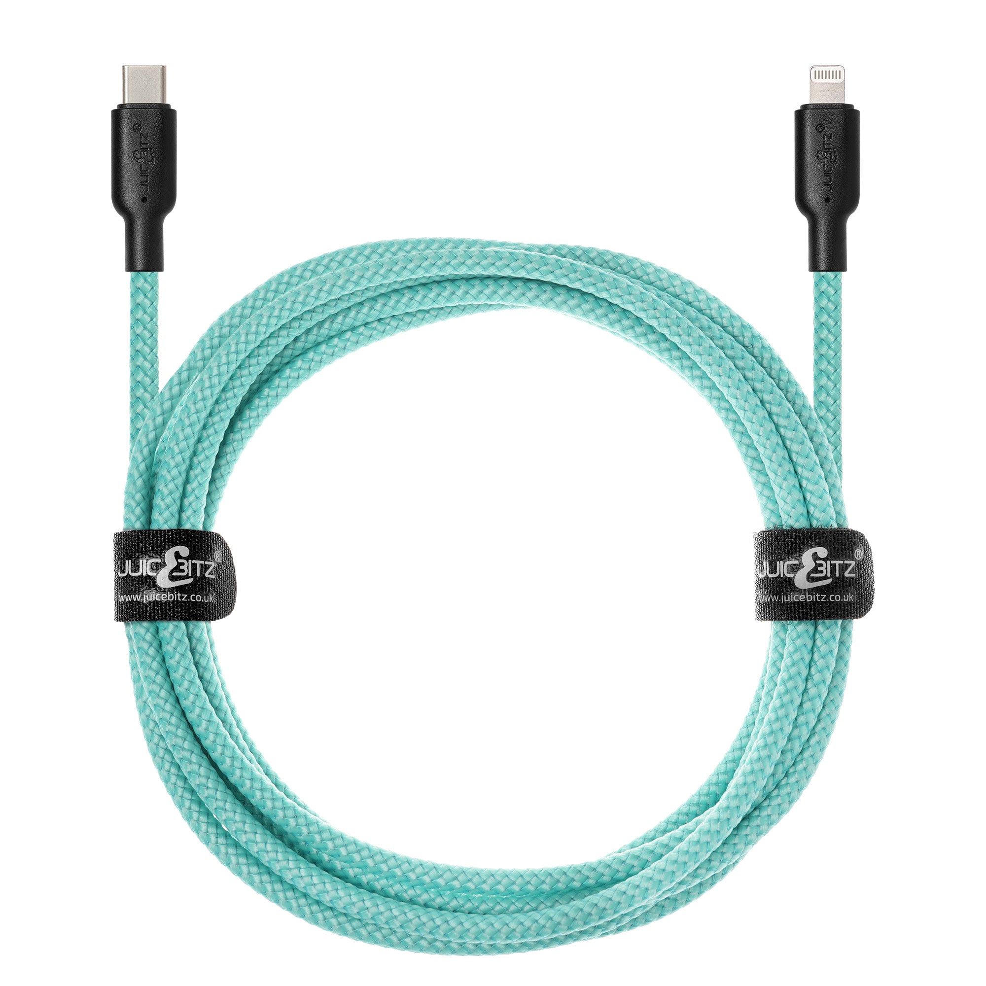 Braided Heavy Duty USB-C Fast Charger Data Sync Cable for iPhone, iPad, iPod - Turquoise