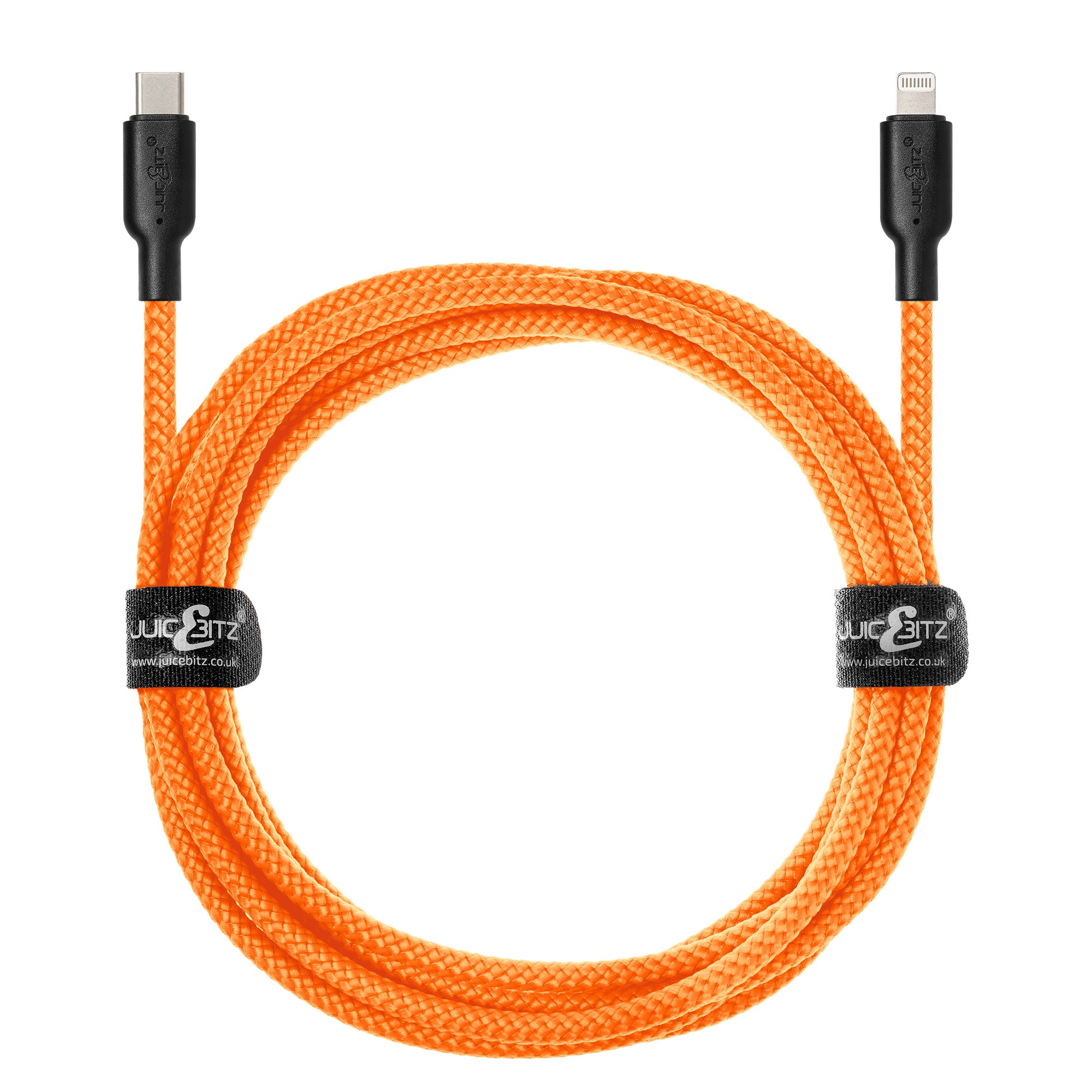 Braided Heavy Duty USB-C Fast Charger Data Sync Cable for iPhone, iPad, iPod - Orange