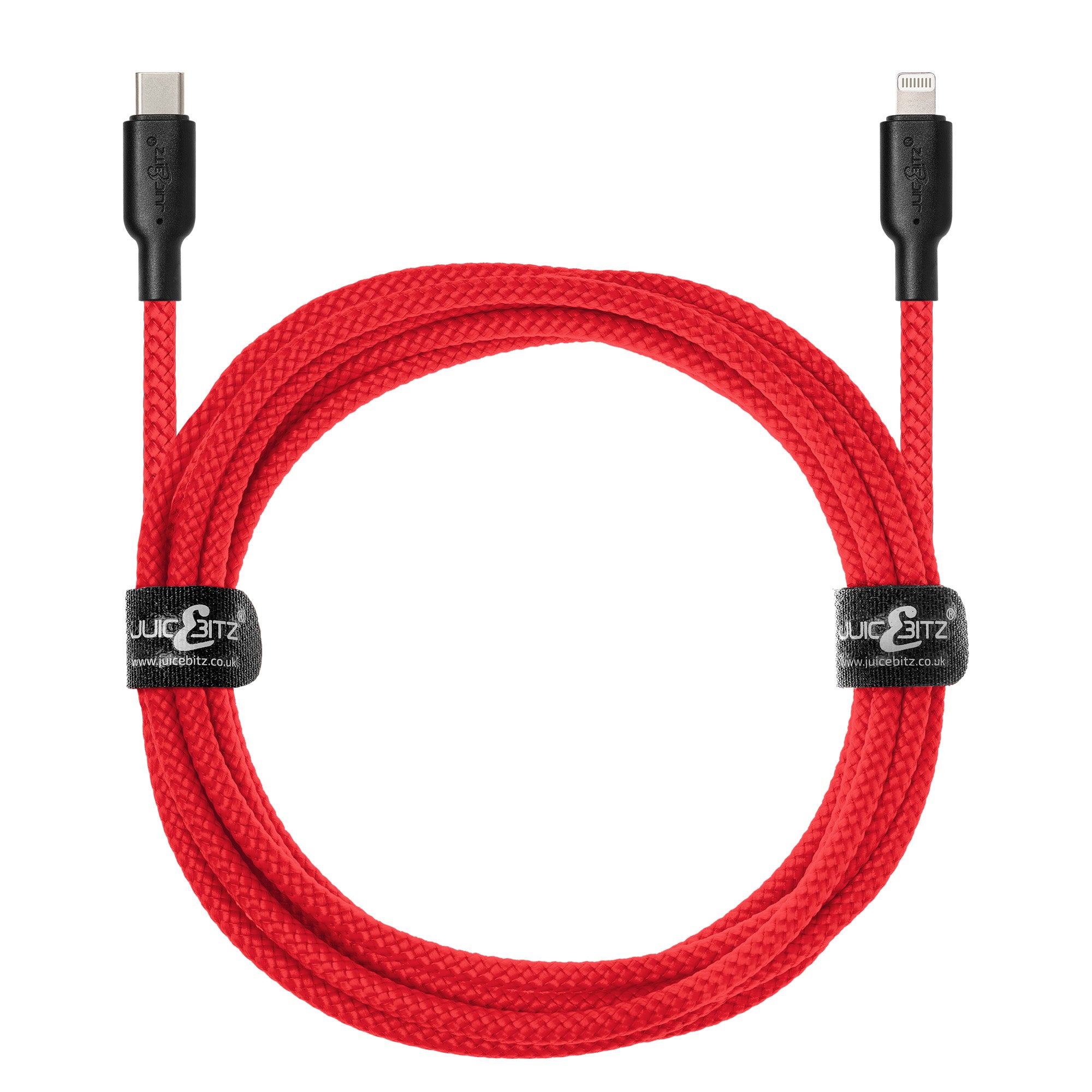 Braided Heavy Duty USB-C Fast Charger Data Sync Cable for iPhone, iPad, iPod - Red