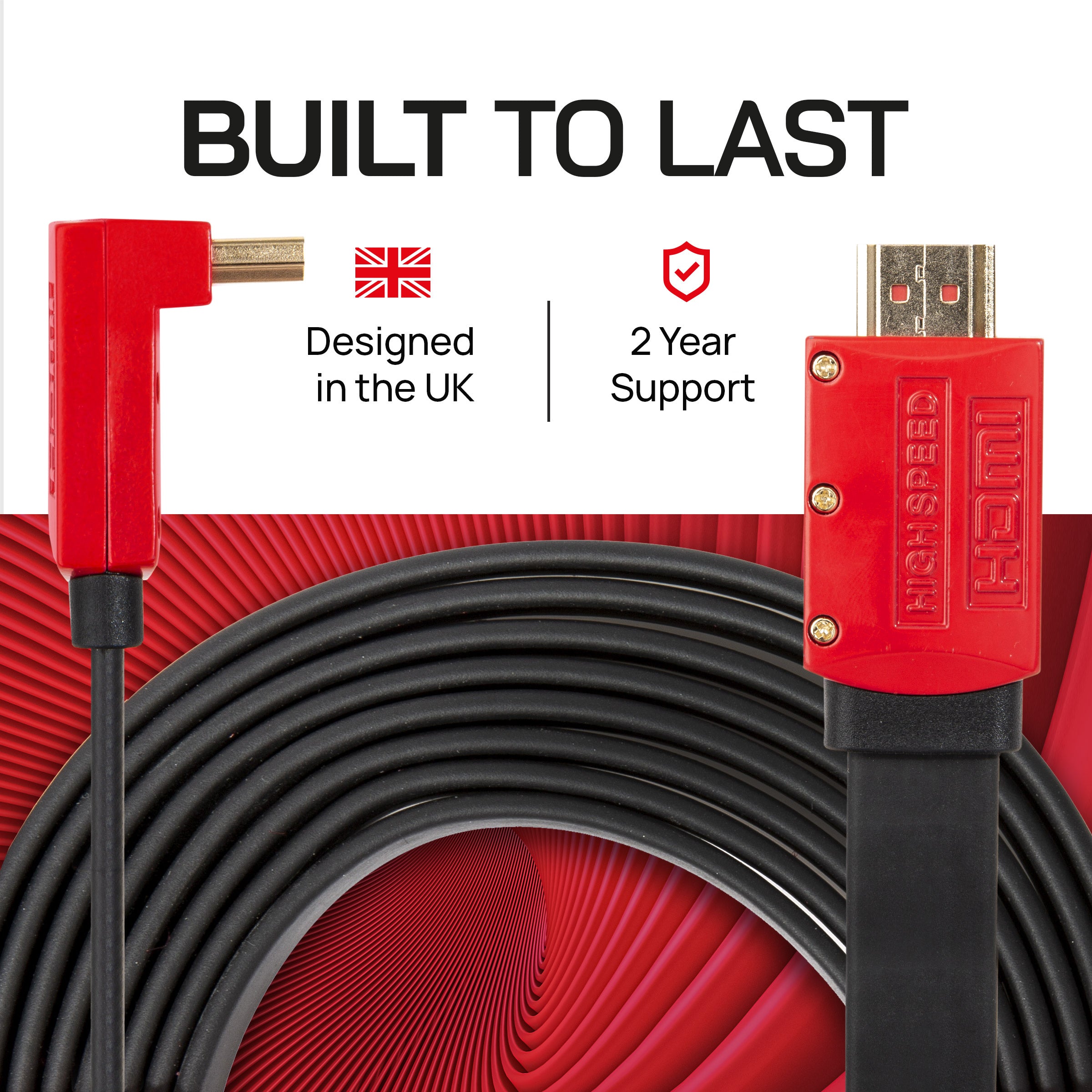 Flat HDMI v2.0 4k 60fps Ultra HD High Speed Cable HDR Graphics, Straight to Angled Connectors