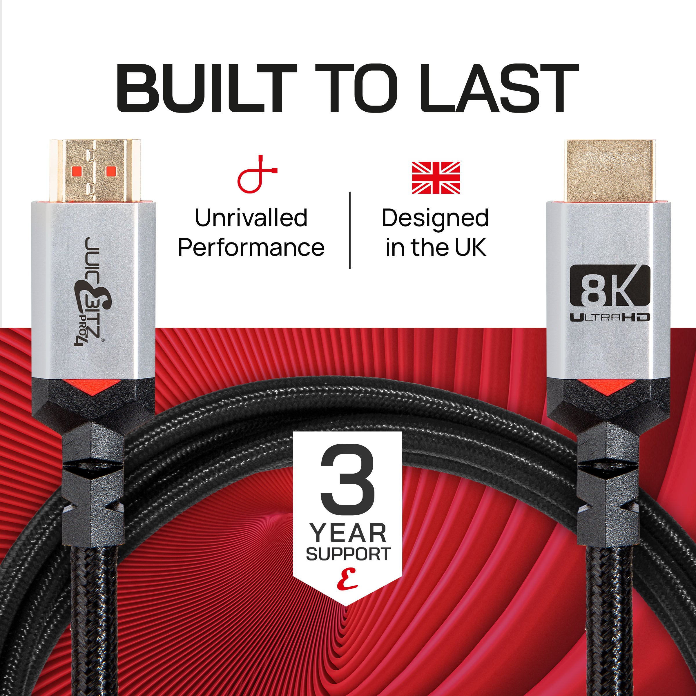 PRO Series 8k HDMI v2.1 Braided Cable UHD Ultra High Speed Lead 48Gbps 4320p 2160p 1080p HDR