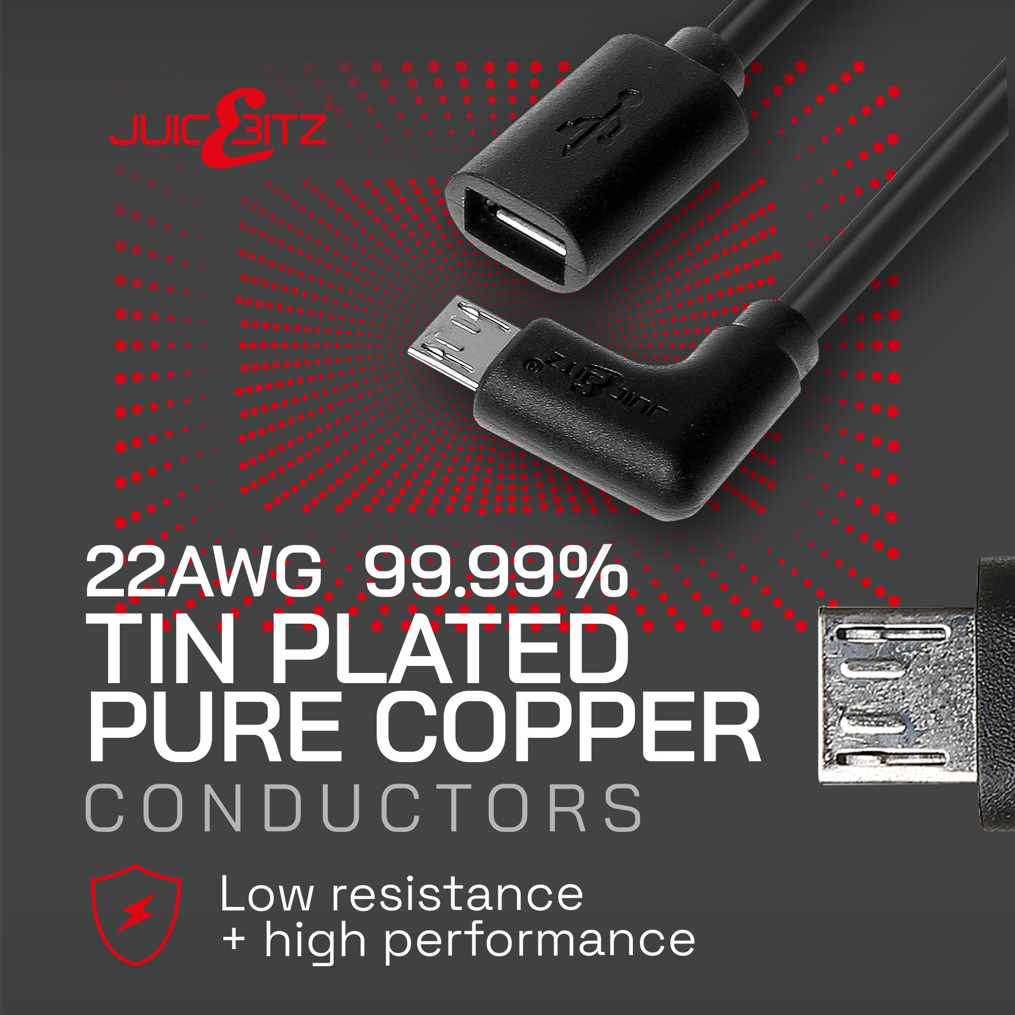 Micro USB2.0 Female Extension to Male Angled Micro B Cable - Black