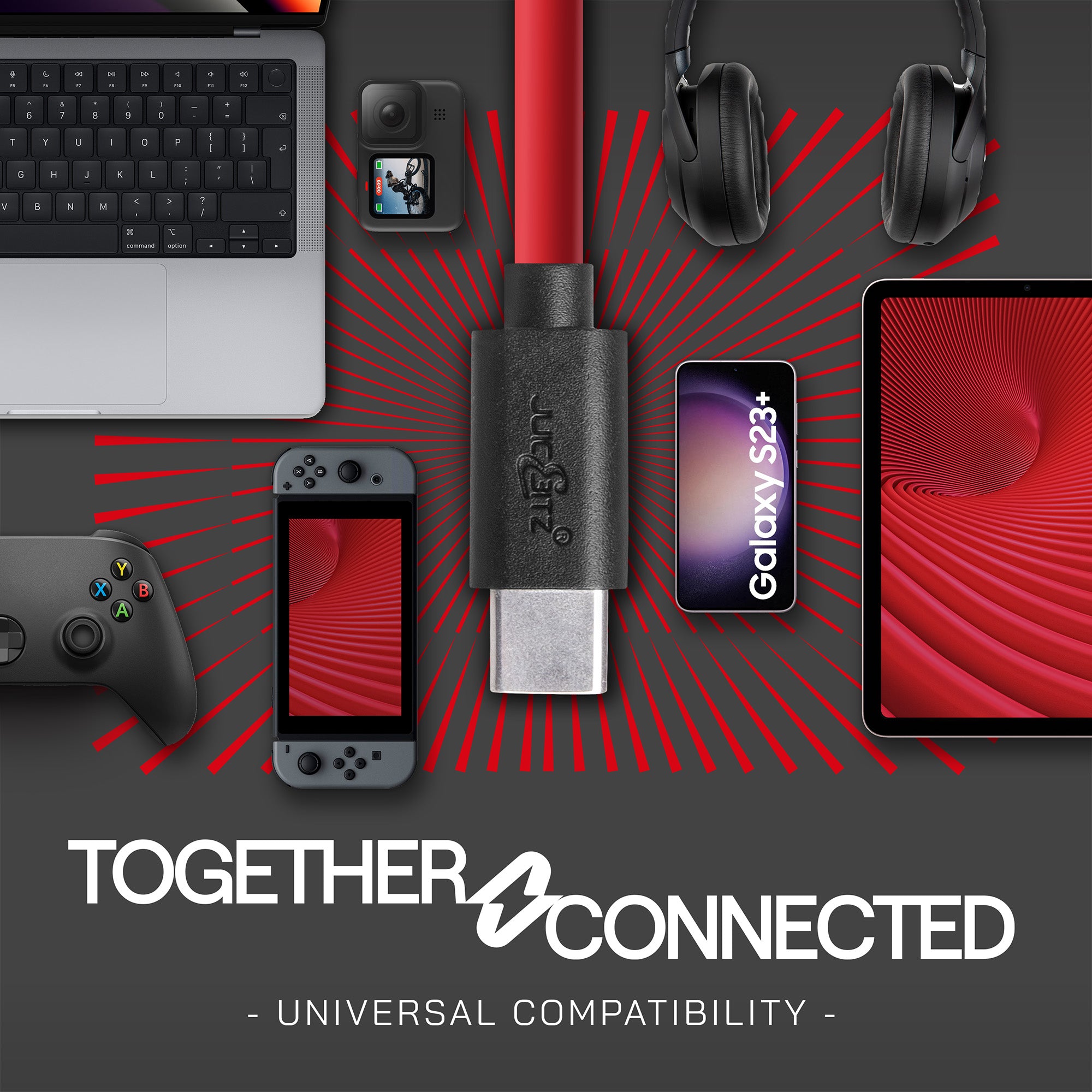 USB 2.0 Male to USB-C 3A Fast Charger Data Cable - Red