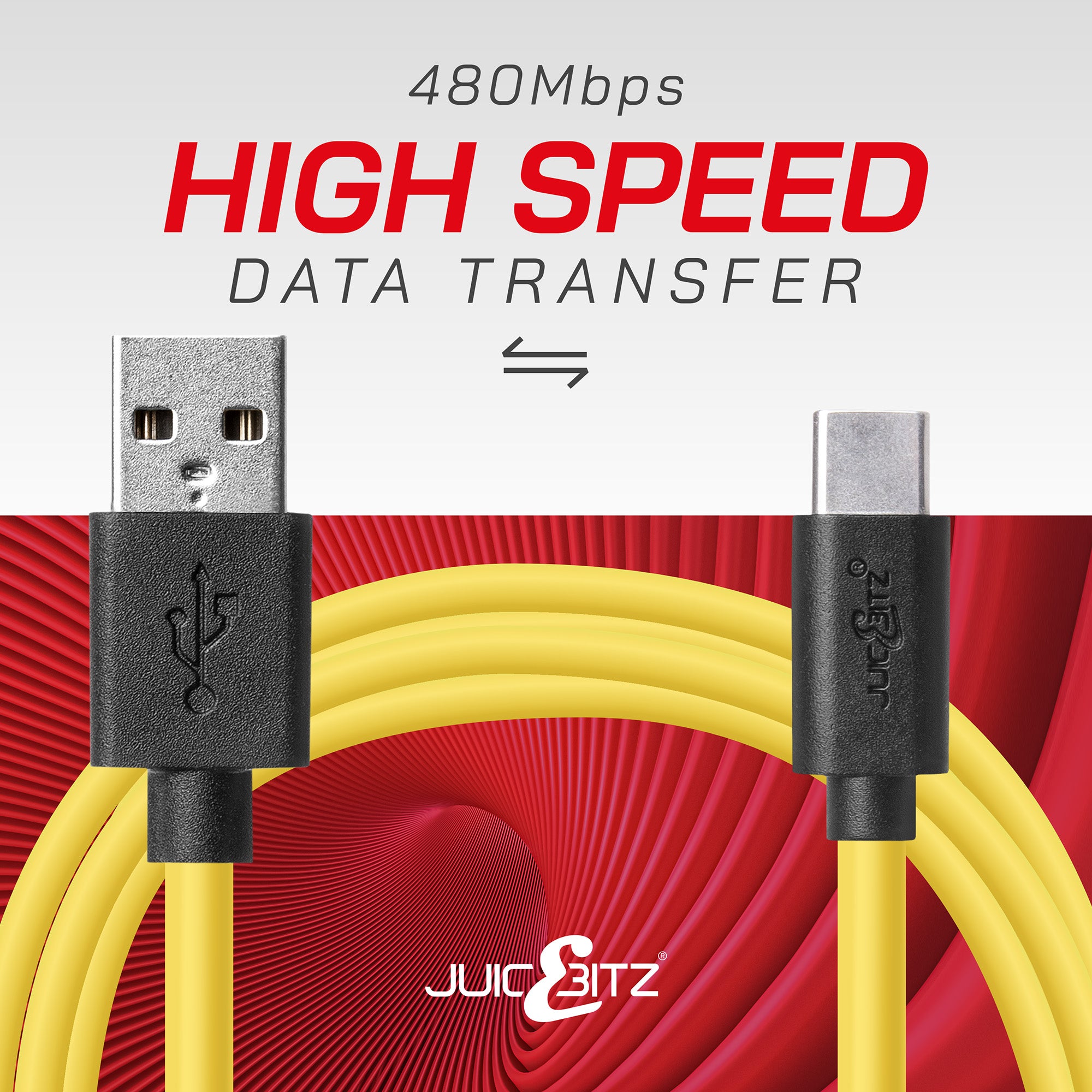 USB 2.0 Male to USB-C 3A Fast Charger Data Cable - Yellow