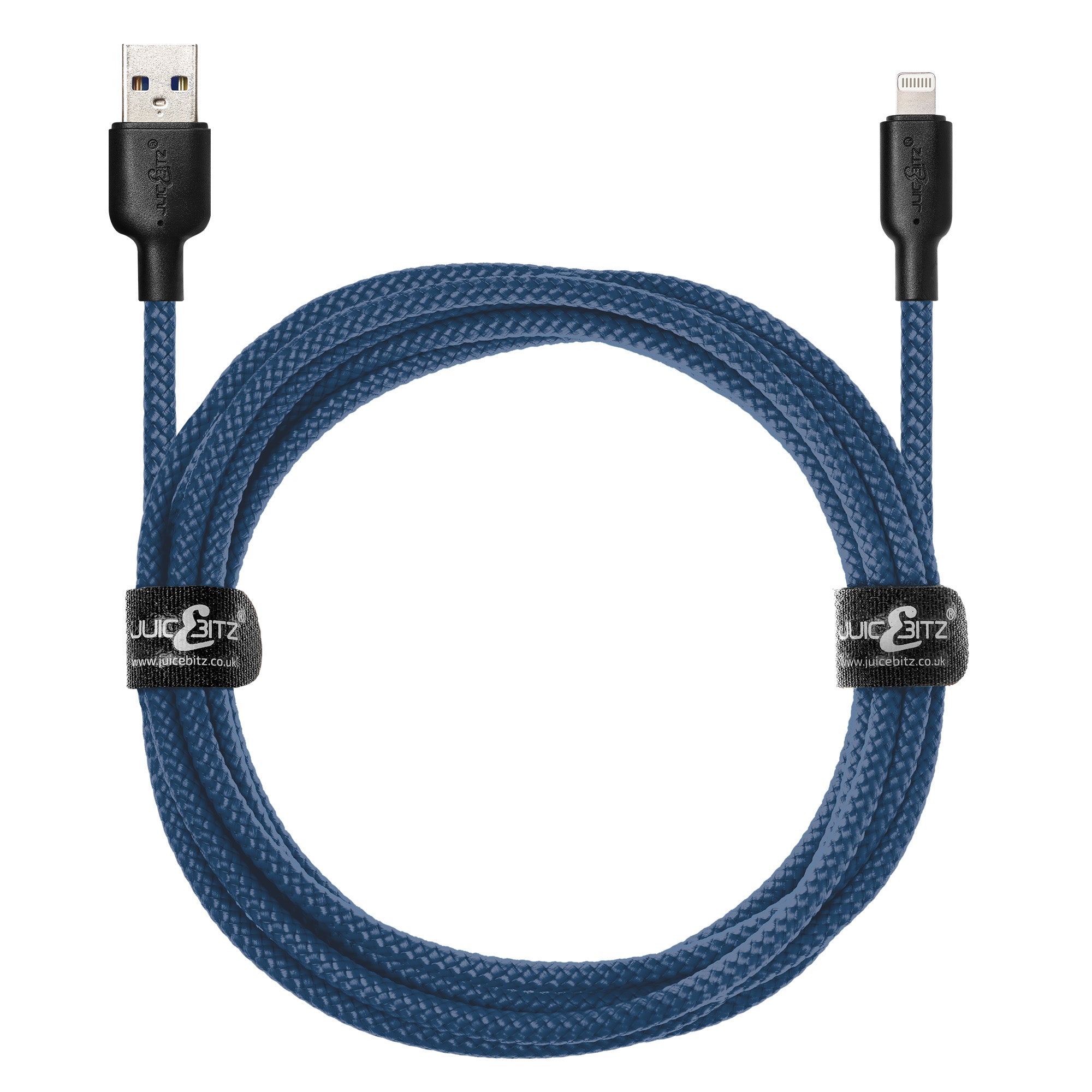 Braided Heavy Duty USB Charger Cable Data Sync Wire Lead for iPhone, iPad, iPod - Navy