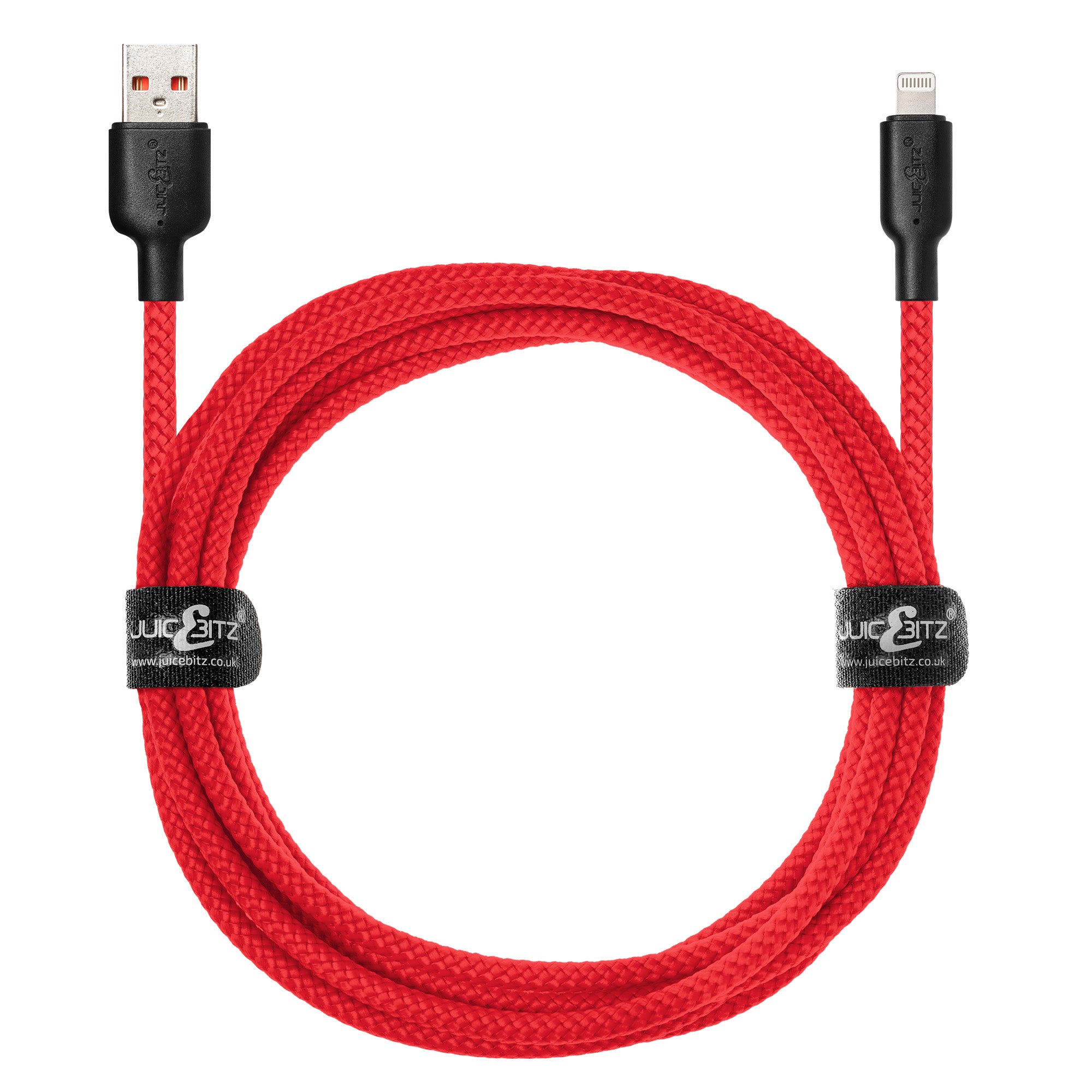 Braided Heavy Duty USB Charger Cable Data Sync Wire Lead for iPhone, iPad, iPod - Red