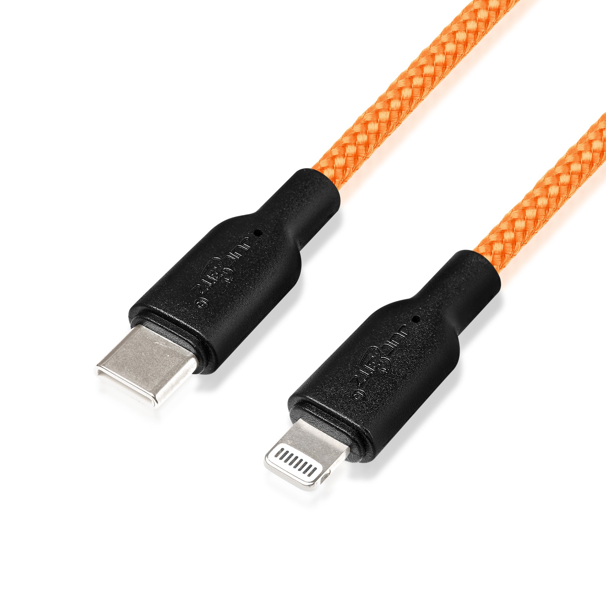 Braided Heavy Duty USB-C Fast Charger Data Sync Cable for iPhone, iPad, iPod - Orange