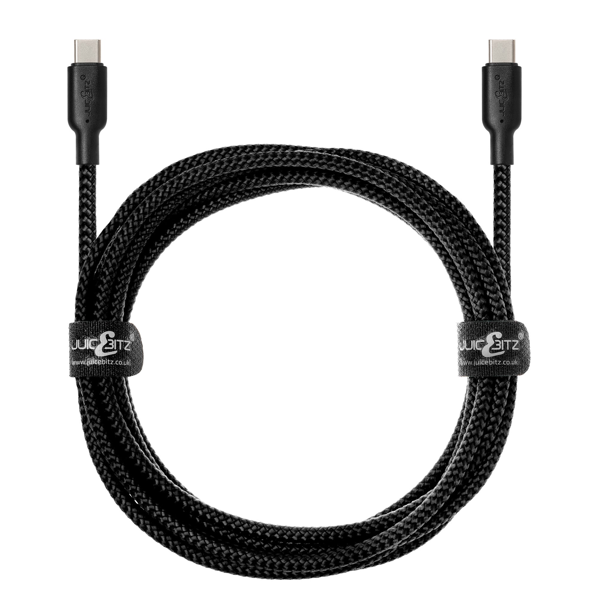 Braided USB-C to USB-C (USB2.0) 100W PD Fast Charger Data Cable - Black